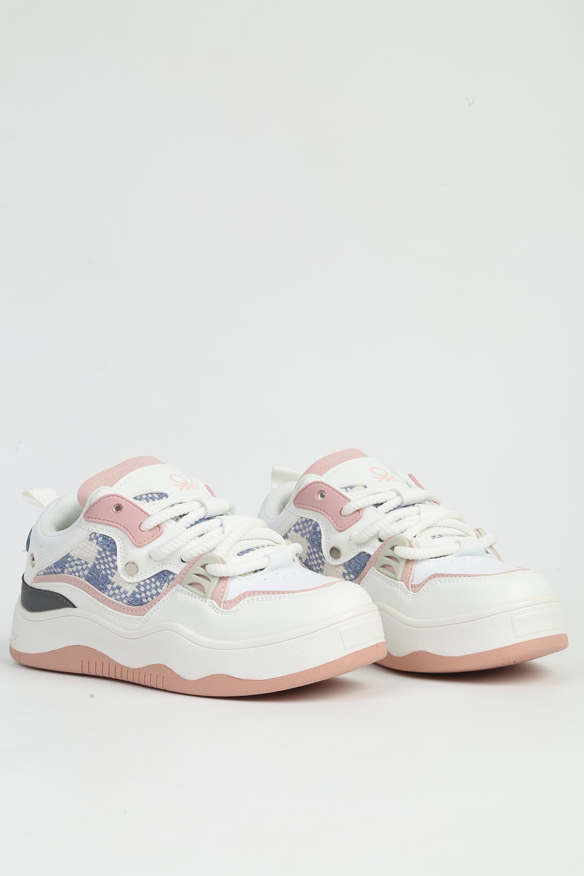 Beyaz Pudra Kadın Spor Ayakkabı İTHAL BNI-12157 - Görsel 3