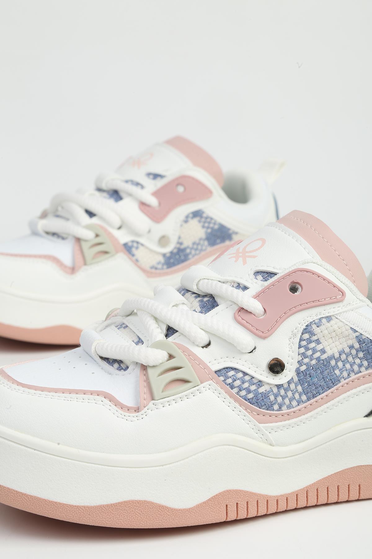 Beyaz Pudra Kadın Spor Ayakkabı İTHAL BNI-12157 - Görsel 5