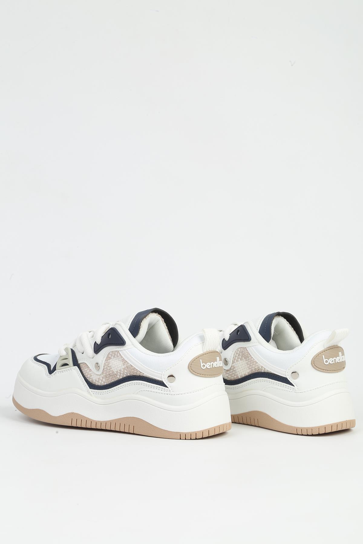 Beyaz Lacivert Kadın Spor Ayakkabı İTHAL BNI-12157 - Görsel 4