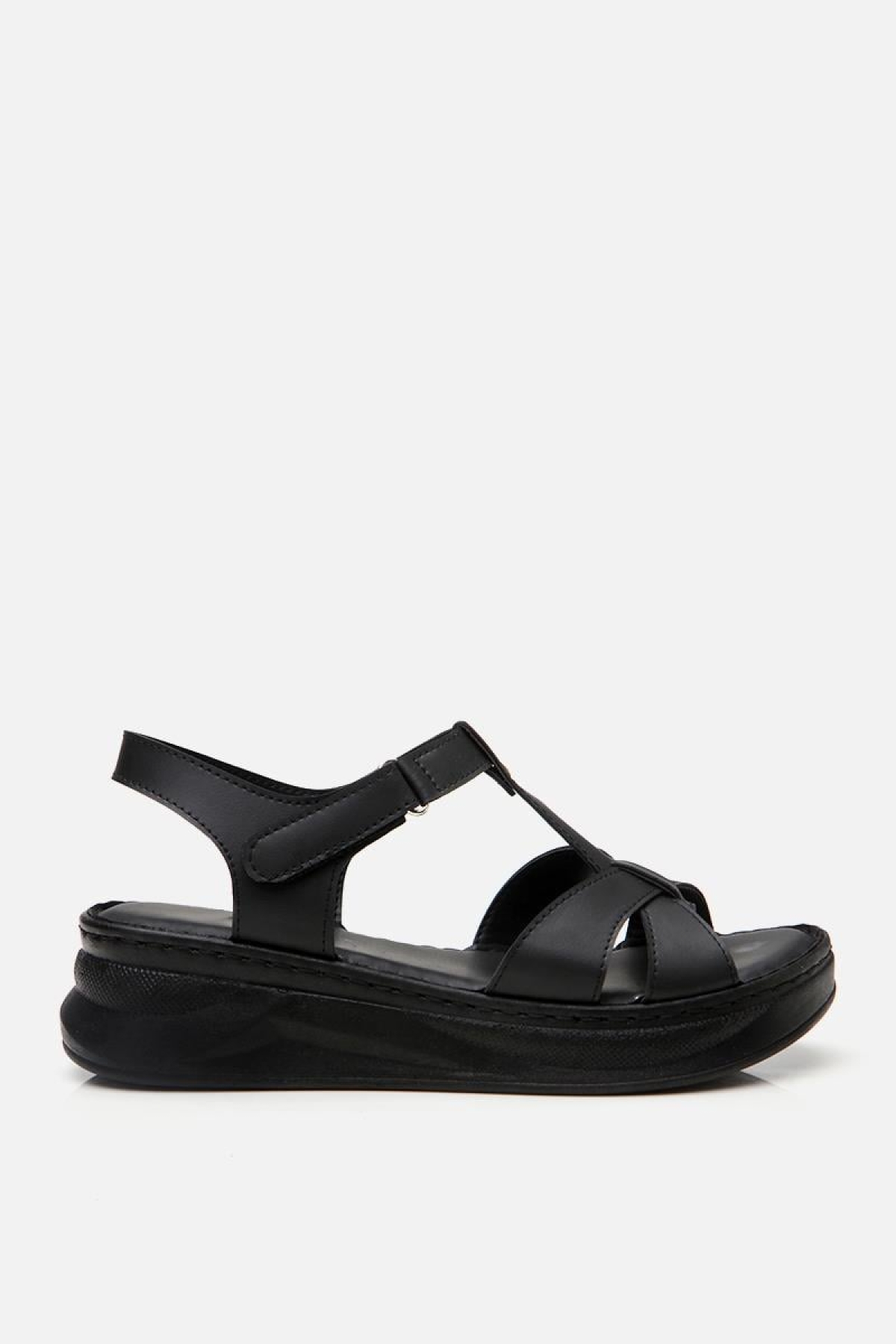 Kadın Siyah Comfort Düz Sandalet - Görsel 4