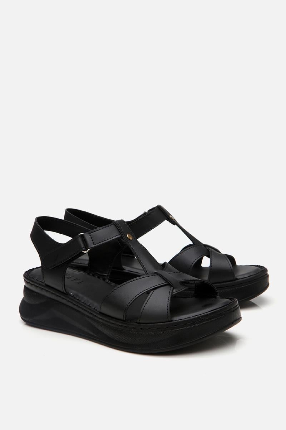 Kadın Siyah Comfort Düz Sandalet - Görsel 5
