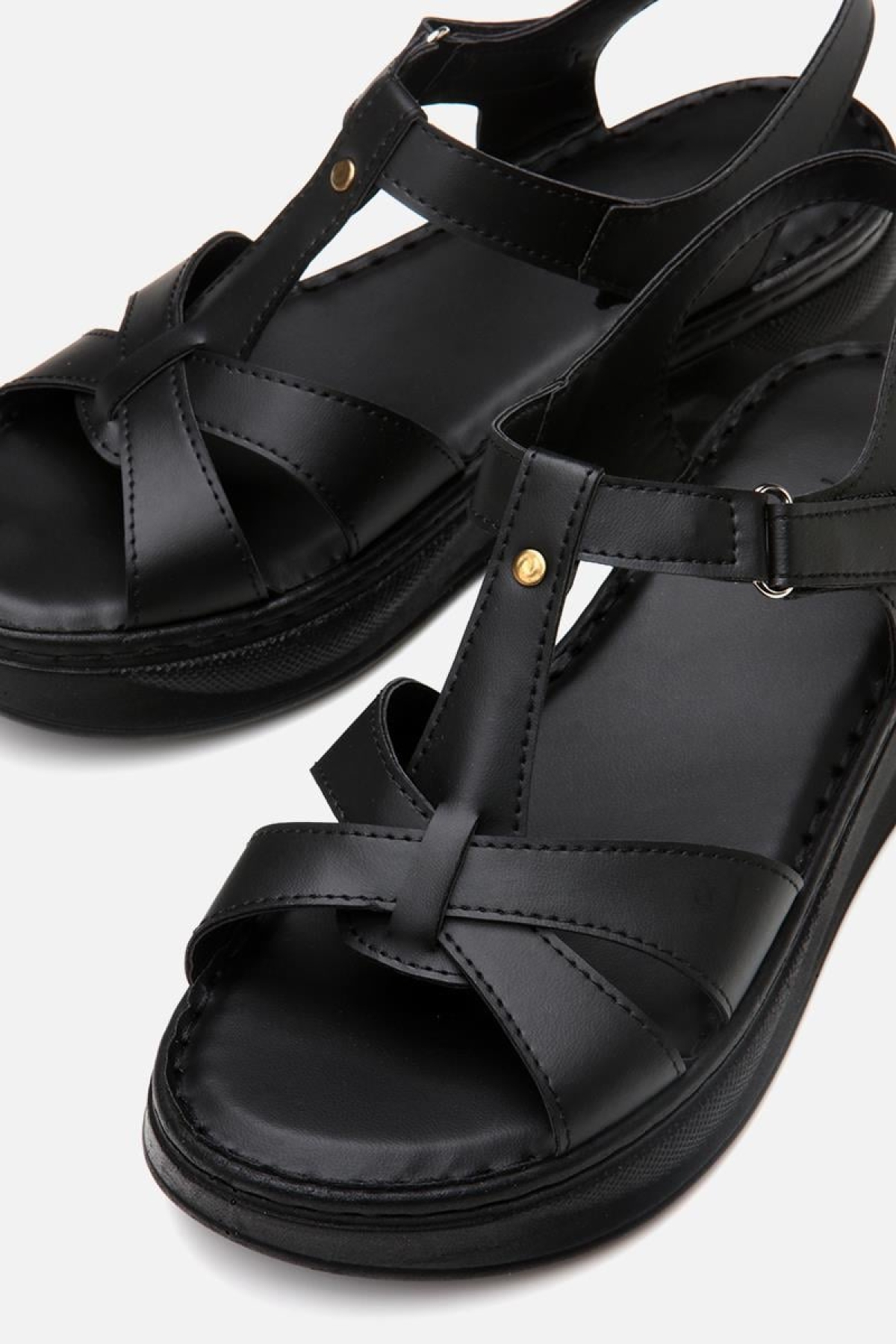 Kadın Siyah Comfort Düz Sandalet - Görsel 6
