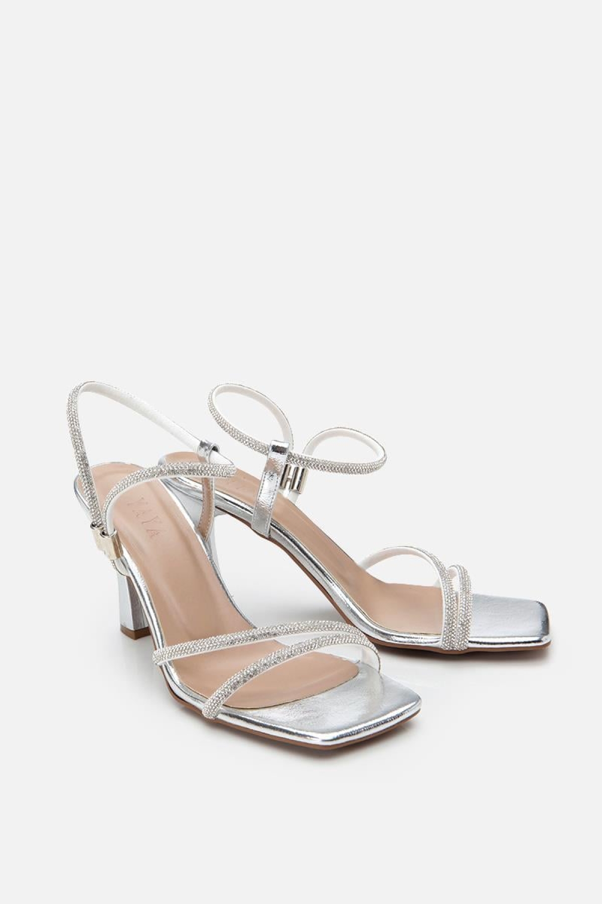 Kadın Lame Taşlı Şık Topuklu Sandalet - Görsel 5