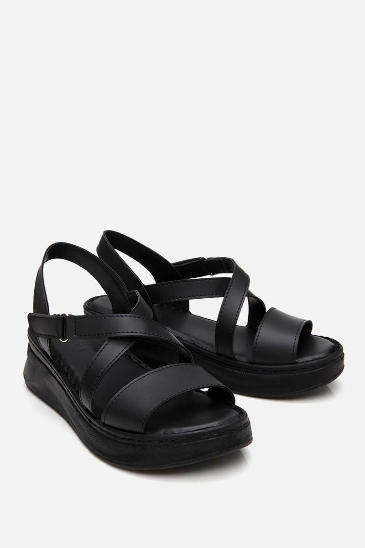 Kadın Siyah Comfort Düz Sandalet - Görsel 5