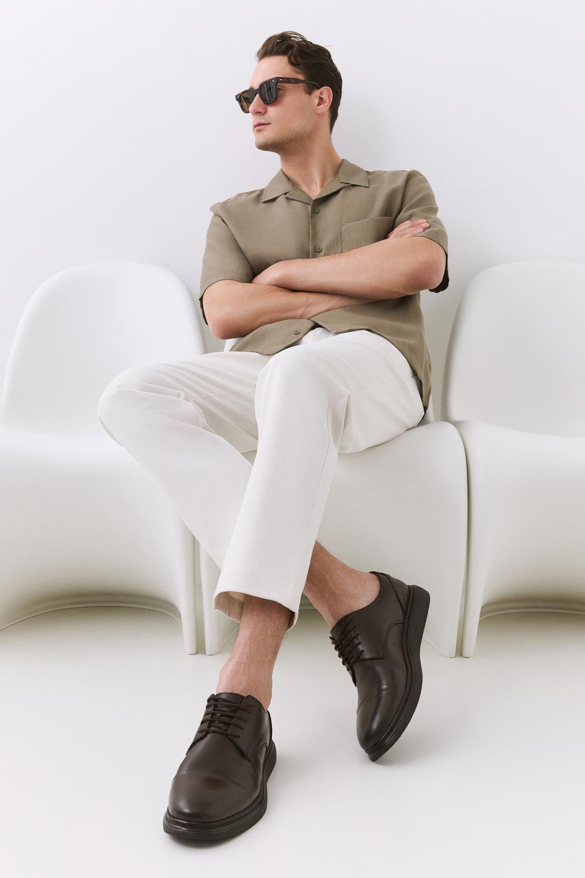 Erkek Deri Kahverengi Hafif Tabanlı Klasik Ayakkabı - Görsel 2