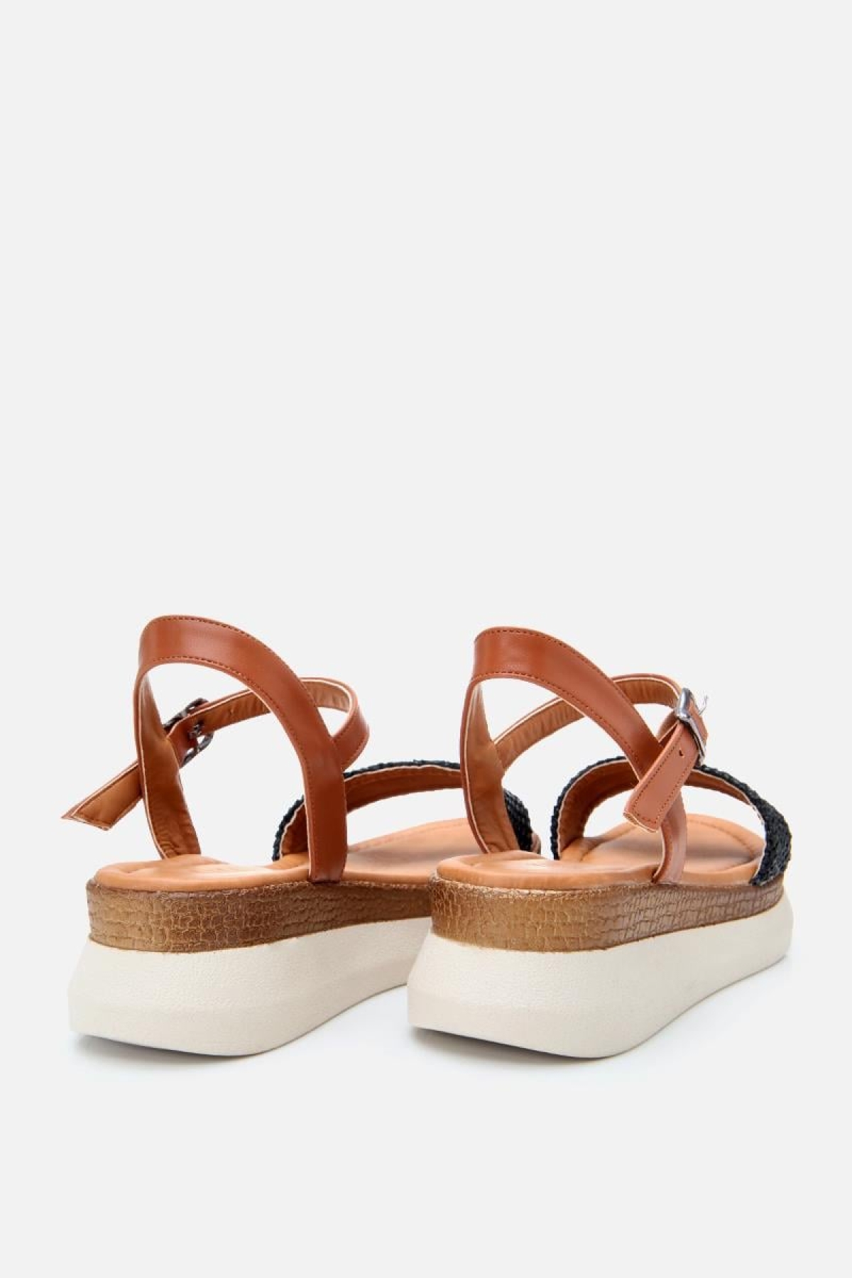 Kadın Siyah Hasır Detaylı Comfort Düz Sandalet - Görsel 7