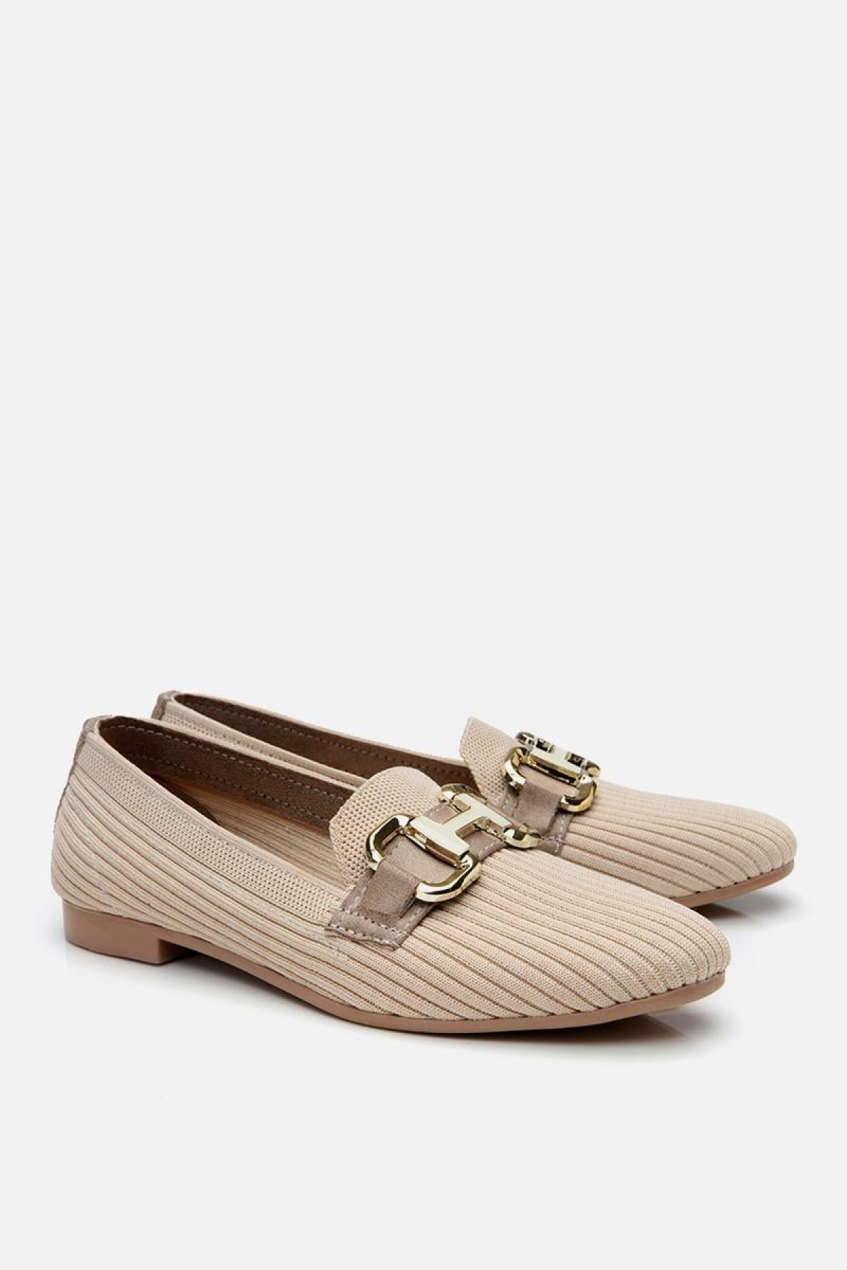 Kadın Bej Örgü Detaylı Tokalı Günlük Loafer - Görsel 5