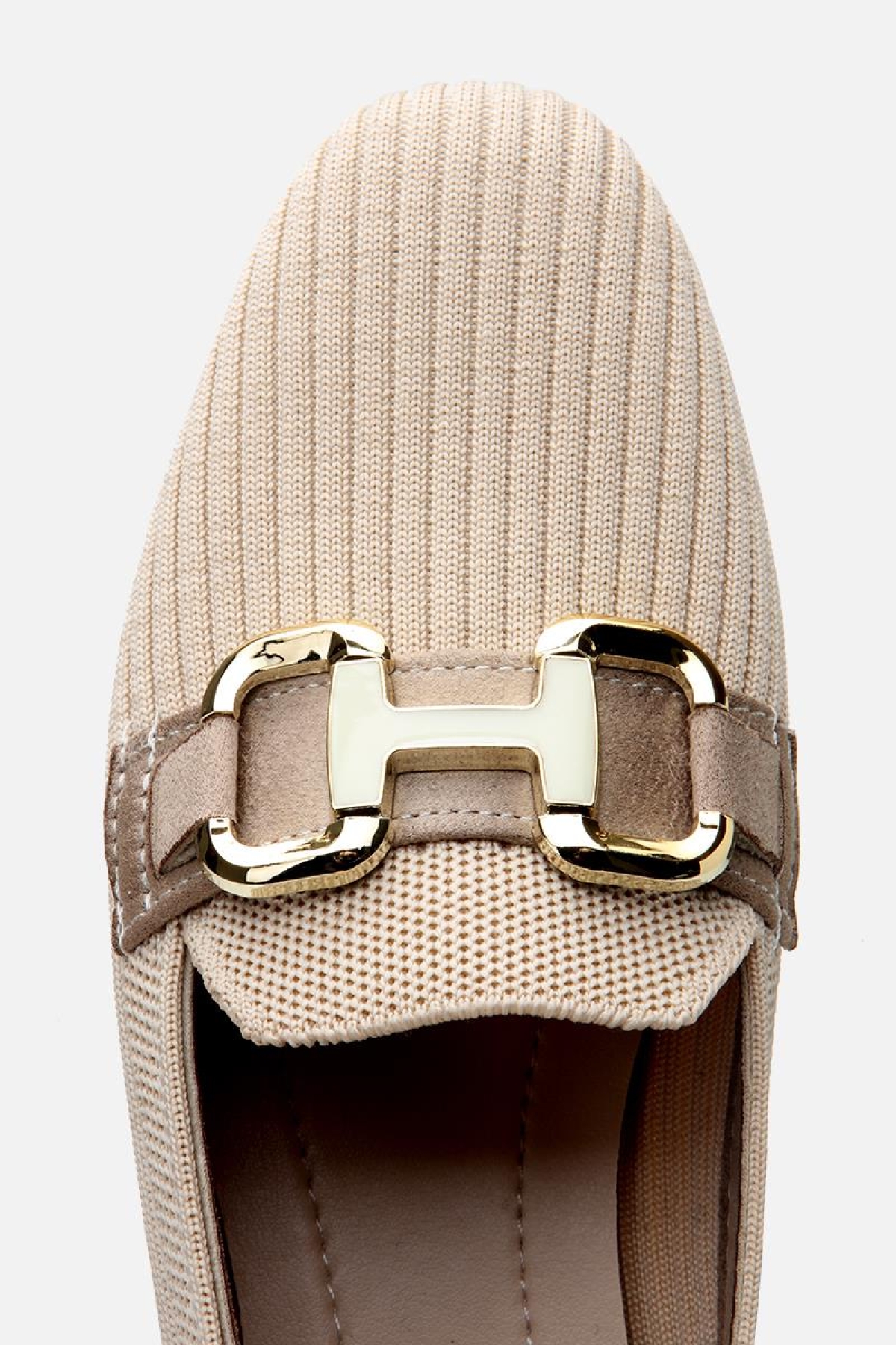 Kadın Bej Örgü Detaylı Tokalı Günlük Loafer - Görsel 7