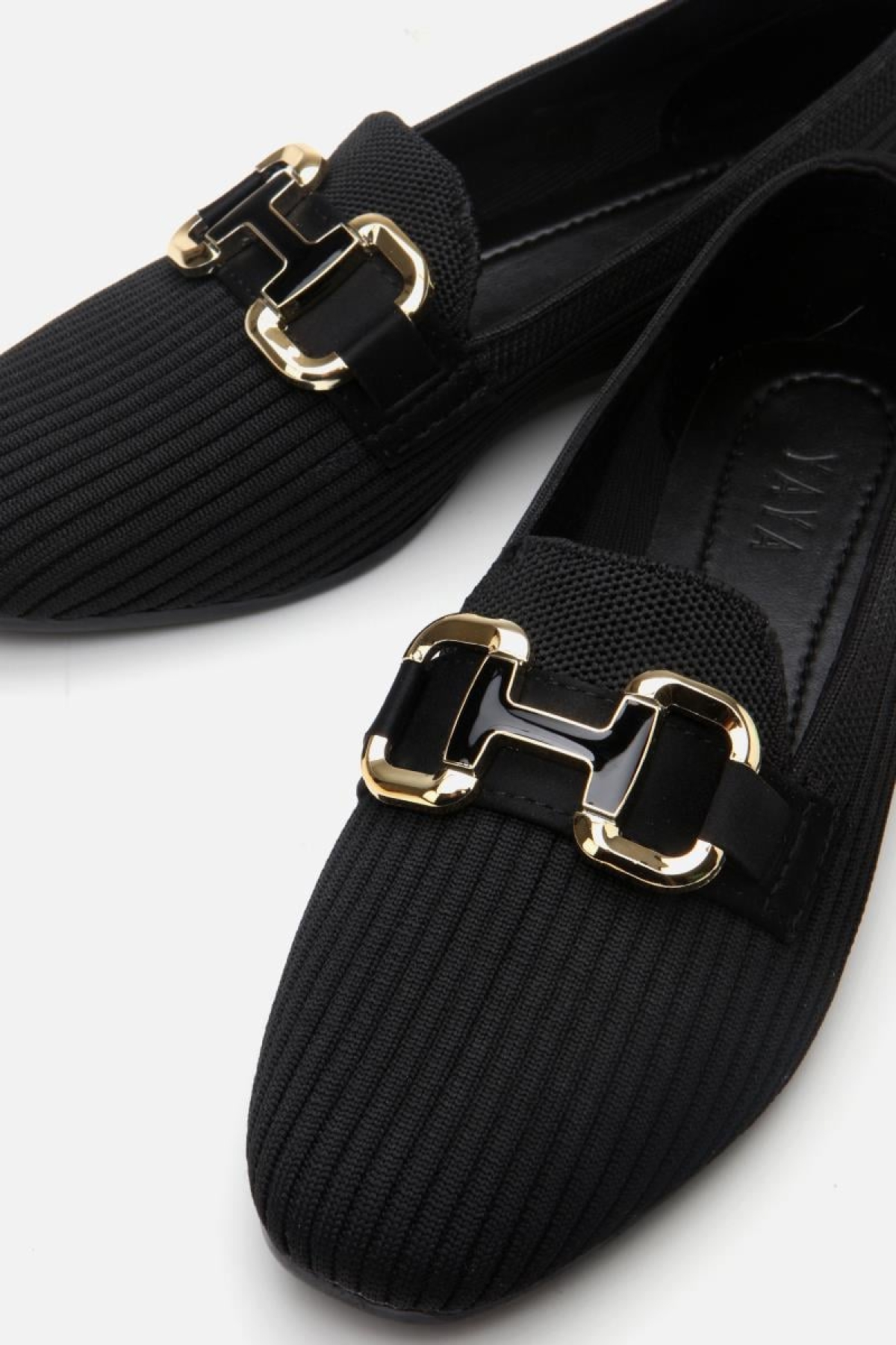 Kadın Siyah Örgü Detaylı Tokalı Günlük Loafer - Görsel 7