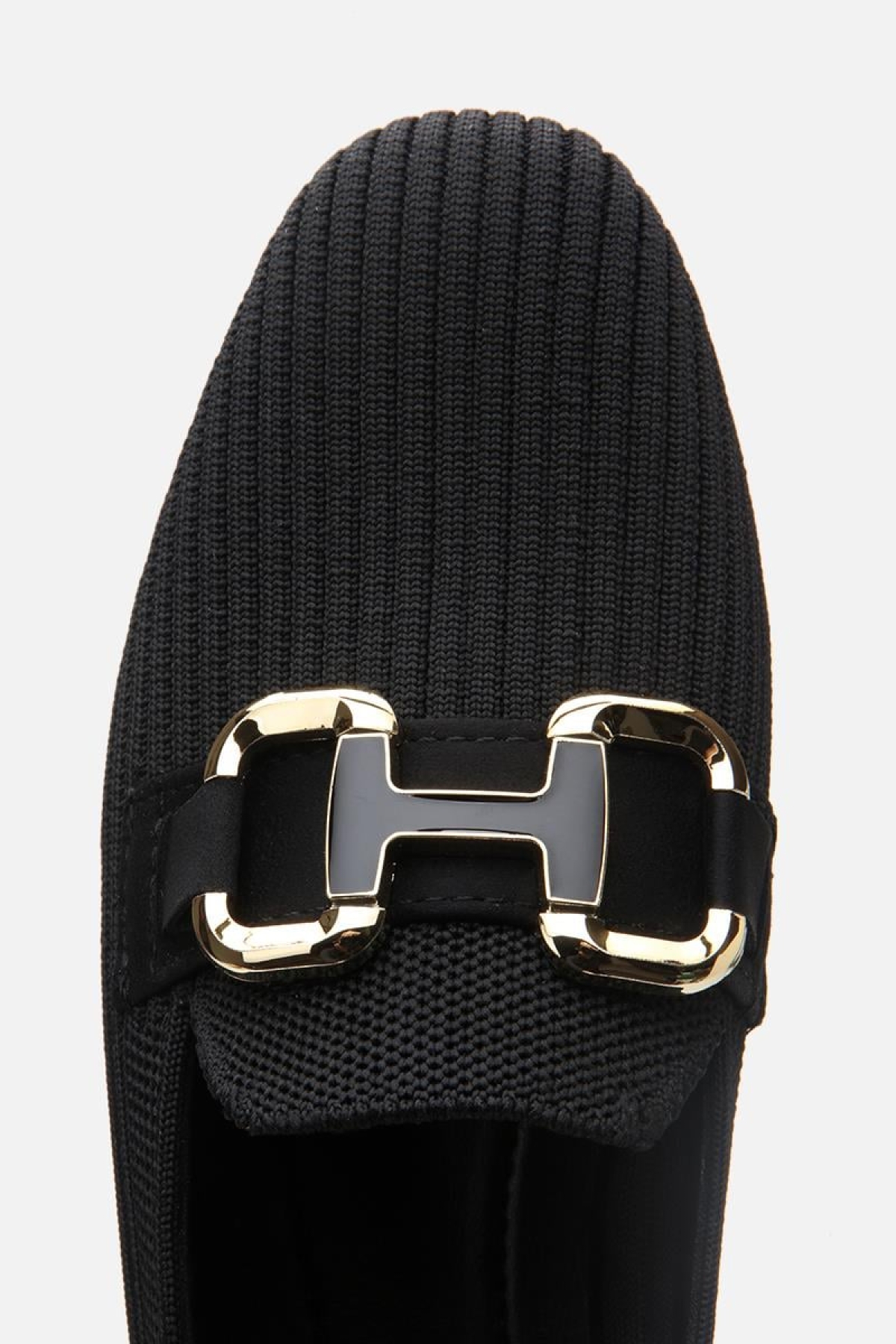 Kadın Siyah Örgü Detaylı Tokalı Günlük Loafer - Görsel 8