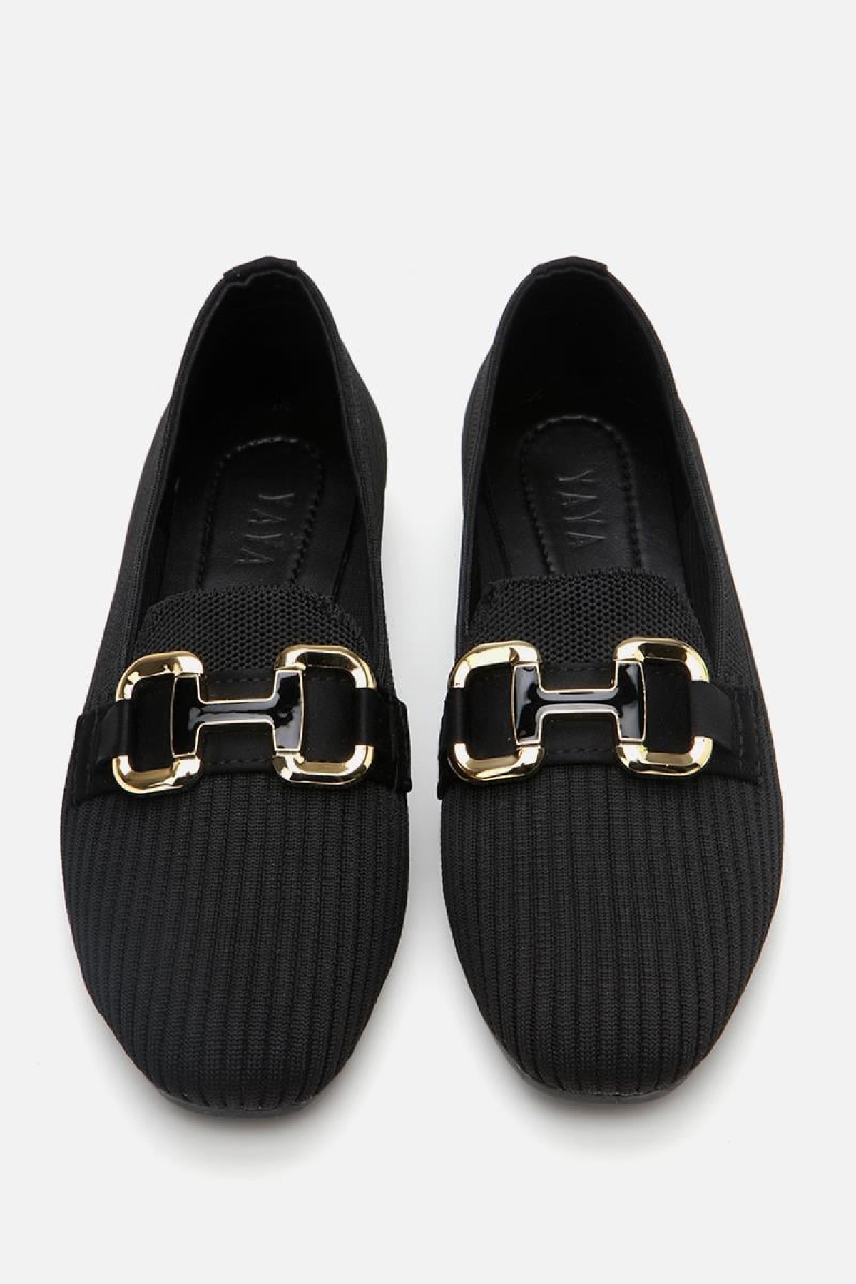 Kadın Siyah Örgü Detaylı Tokalı Günlük Loafer - Görsel 9