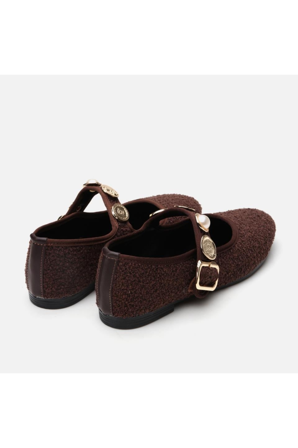 Peluş Kahve Taşlı Kadın Babet - Görsel 4