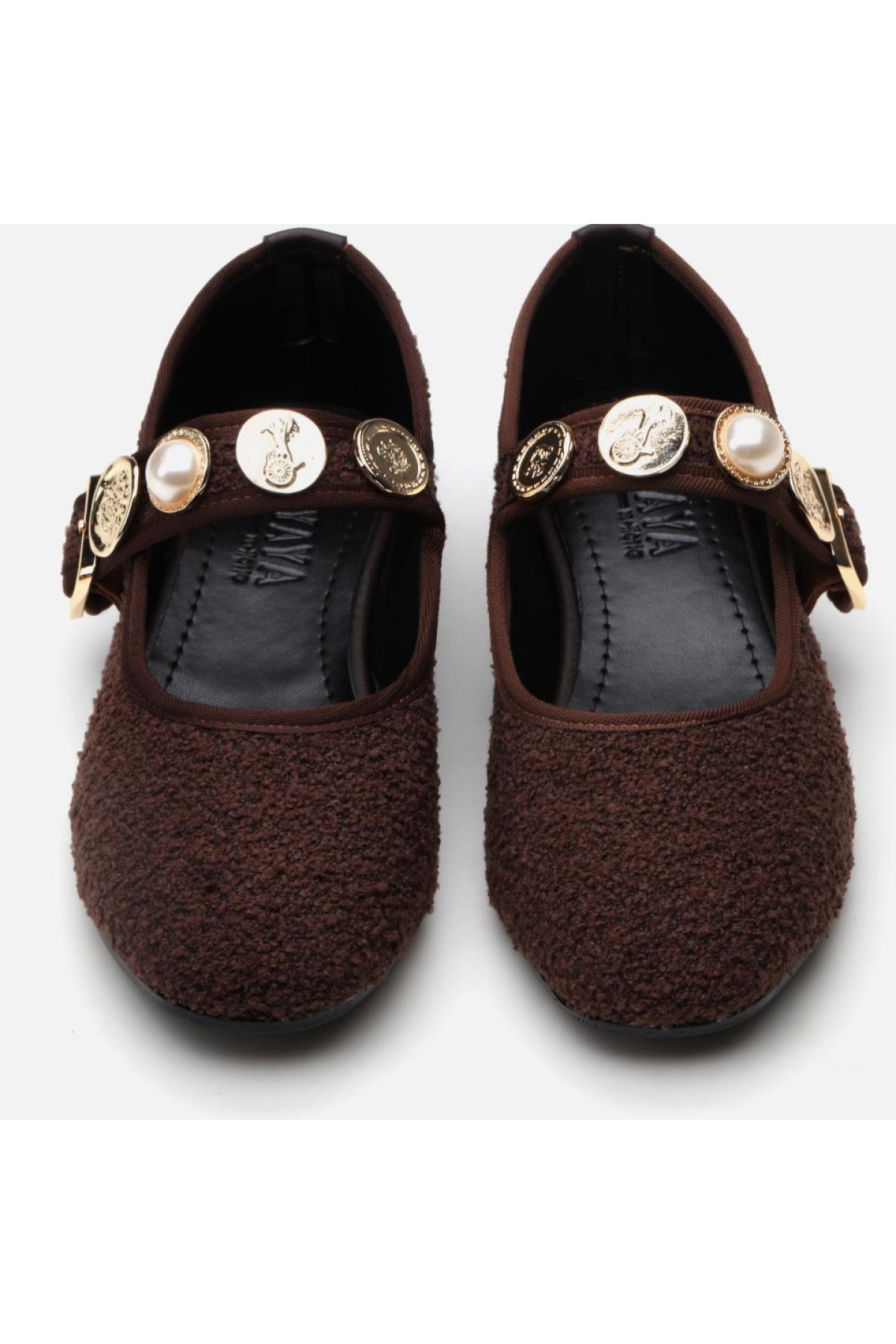 Peluş Kahve Taşlı Kadın Babet - Görsel 6