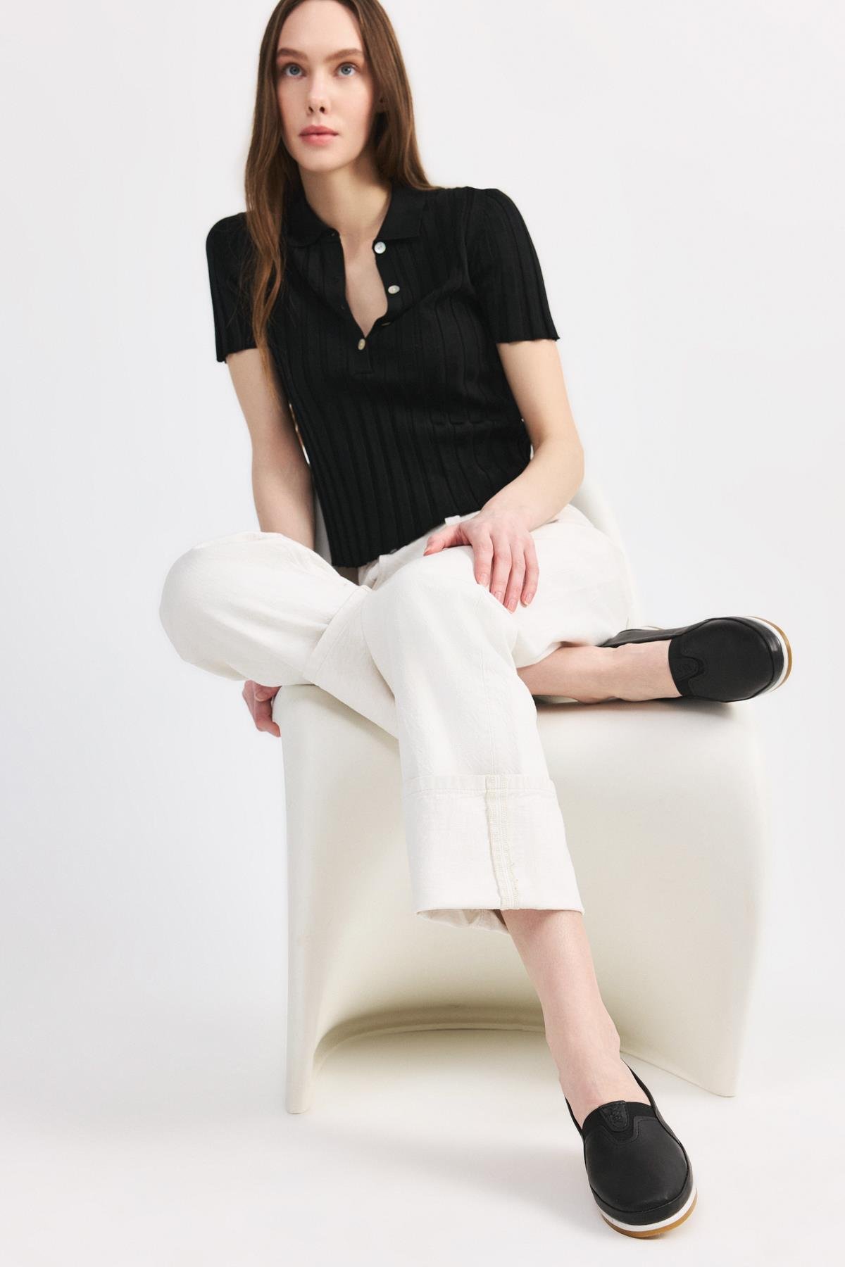 Kadın Siyah Comfort Düz Ayakkabı - Görsel 2