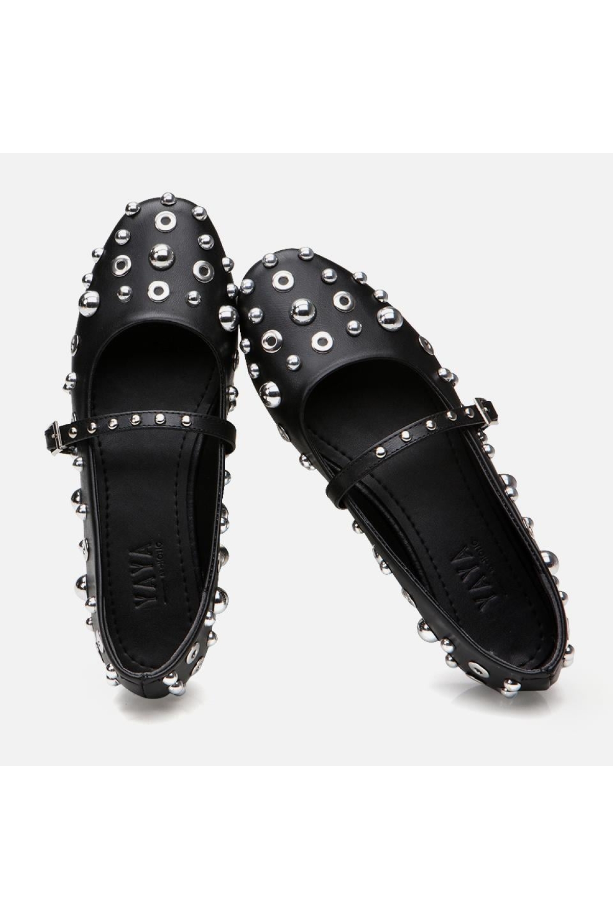 Mary Jane Siyah Kadın Taşlı Babet - Görsel 5