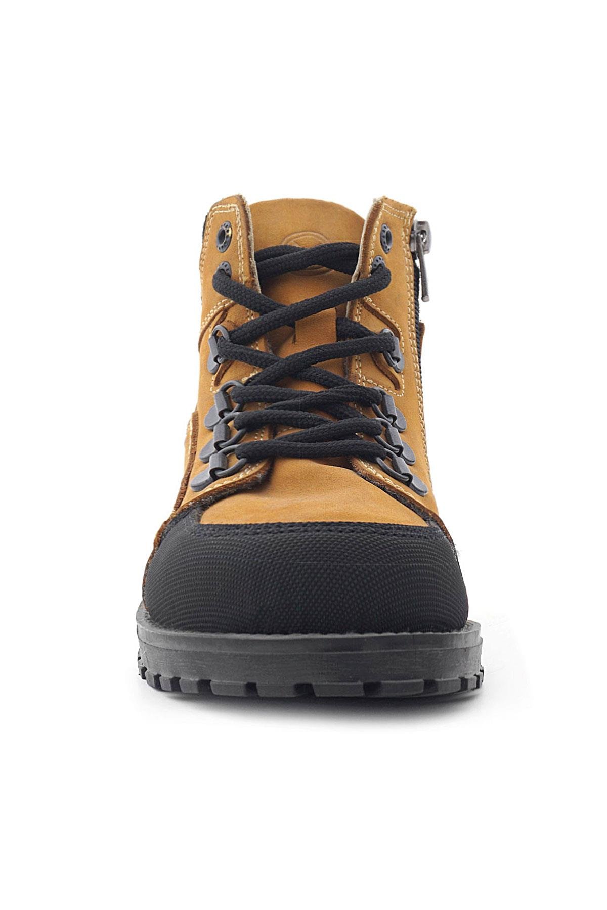 Hakiki Deri Sarı Bağcıklı Fermuarlı Çocuk Bot - Görsel 4