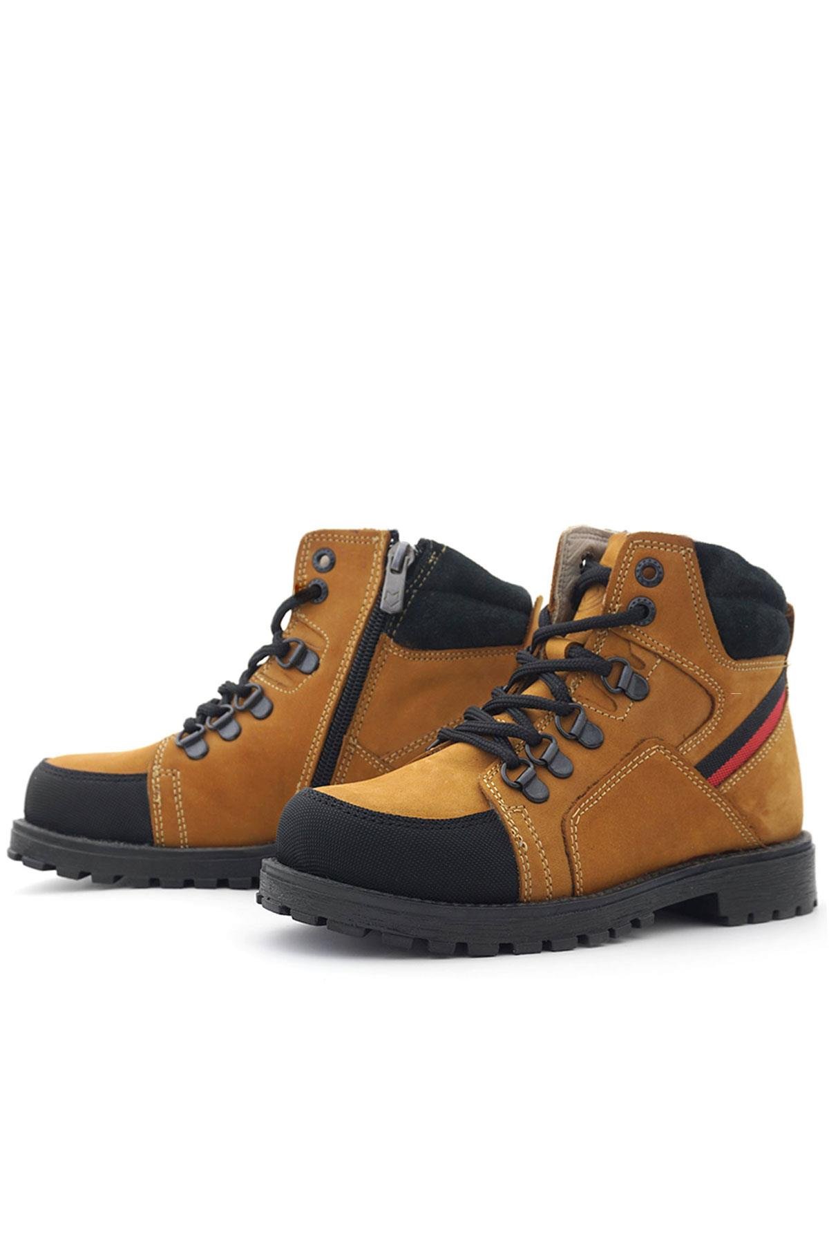 Hakiki Deri Sarı Bağcıklı Fermuarlı Çocuk Bot - Görsel 6