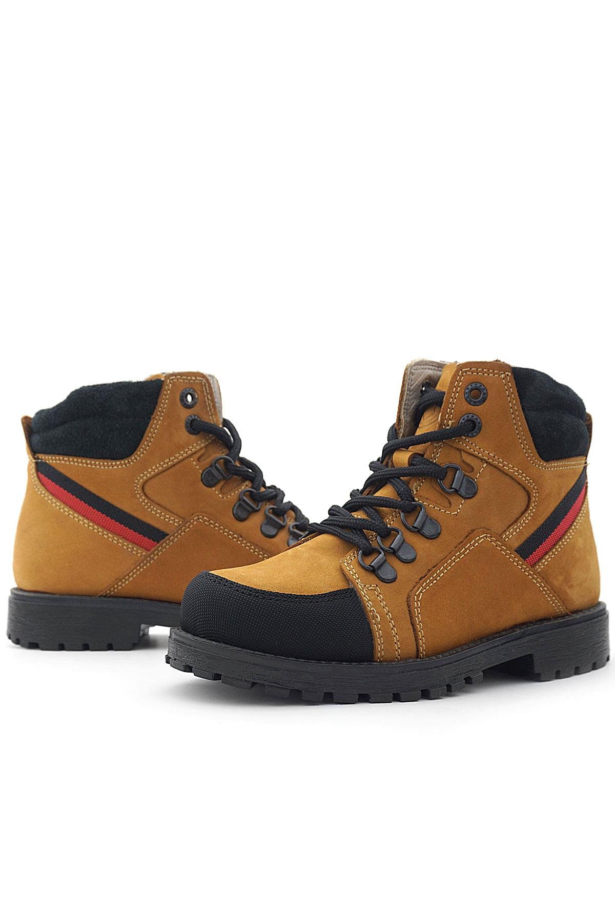 Hakiki Deri Sarı Bağcıklı Fermuarlı Çocuk Bot - Görsel 8