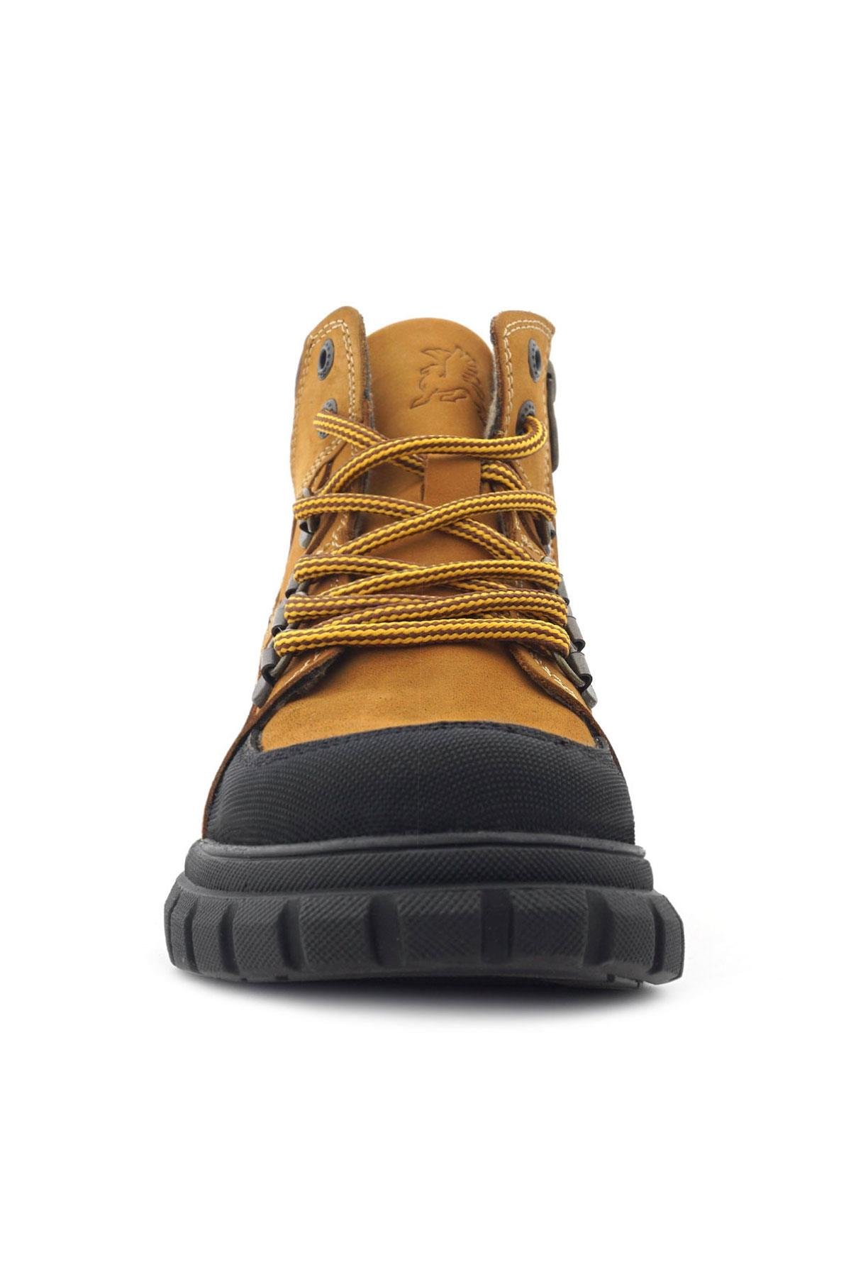 Hakiki Deri Sarı Kahverengi Fermuarlı Erkek Çocuk Bot - Görsel 6