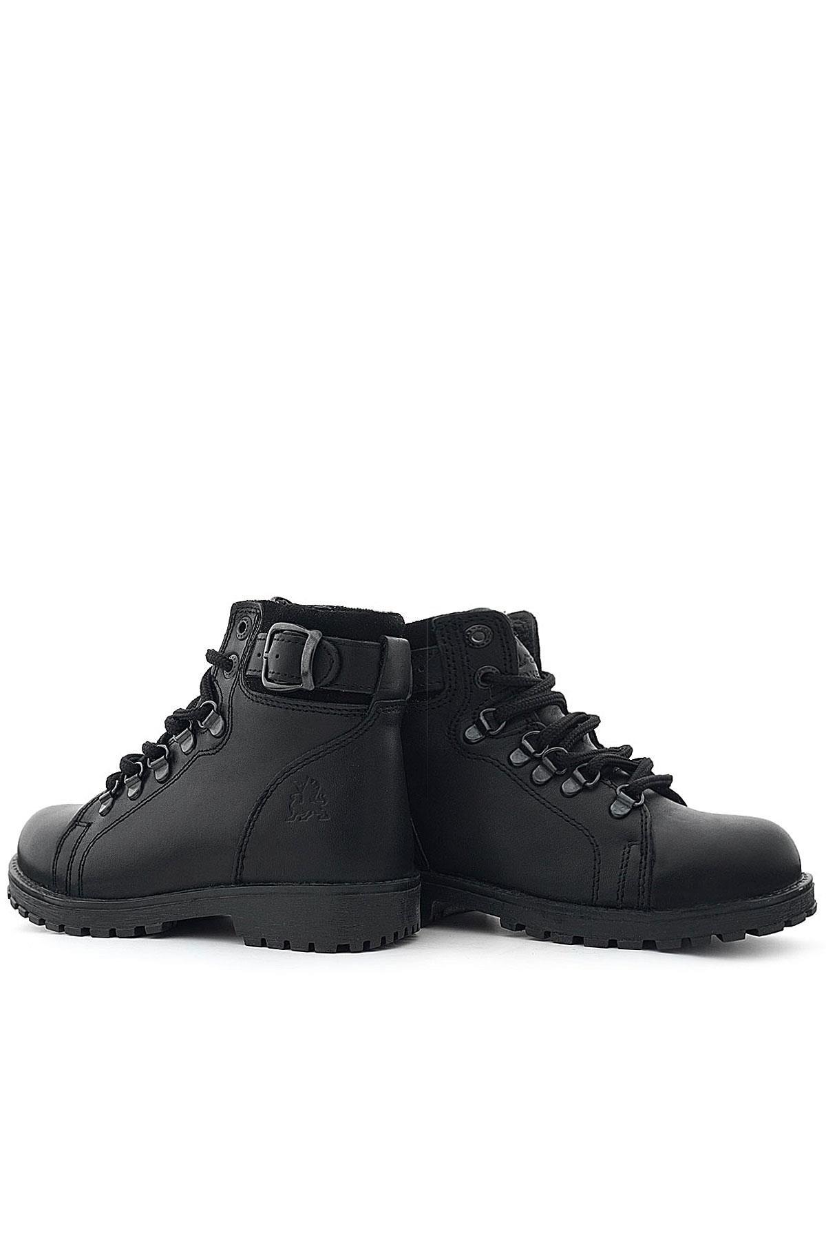 Hakiki Deri Siyah Gerçek Kürklü Bağcıklı Fermuarlı Çocuk Botu - Görsel 10