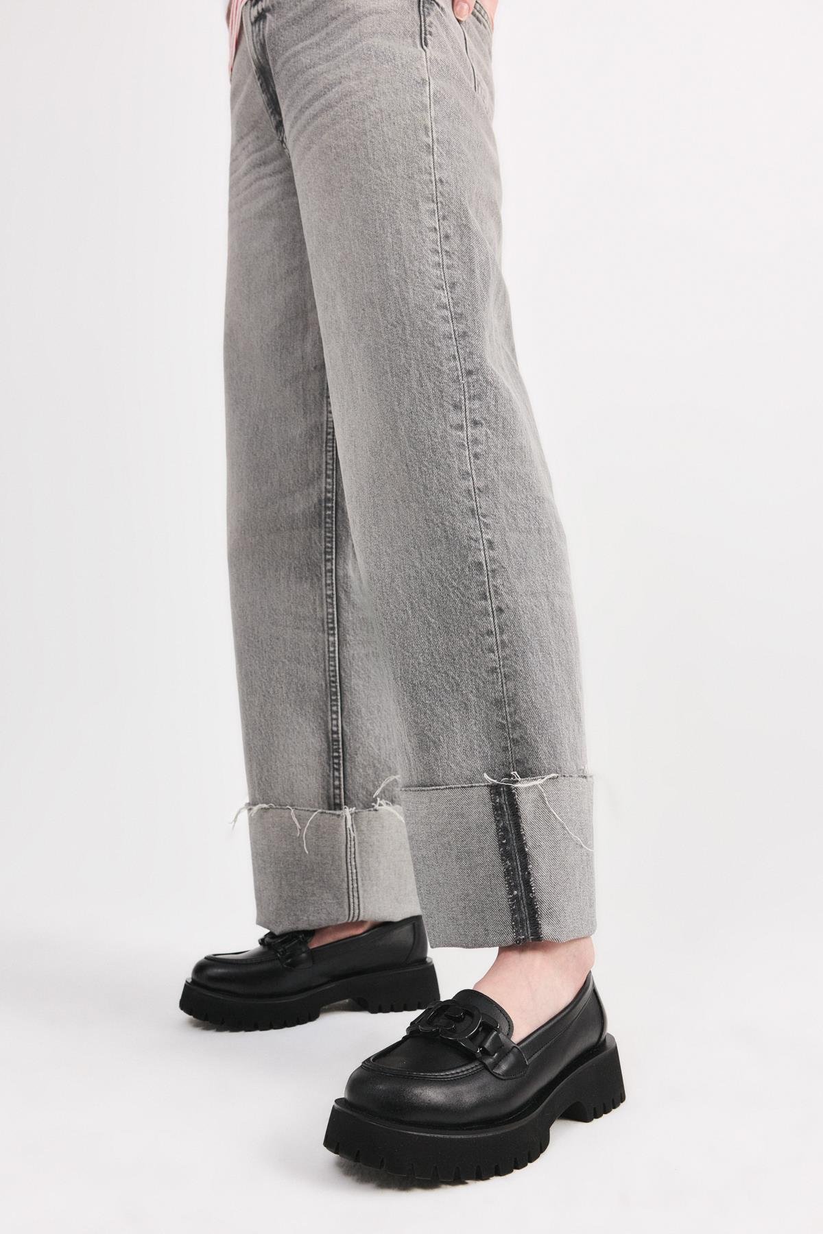 Kadın Siyah Tokalı Günlük Loafer - Görsel 2