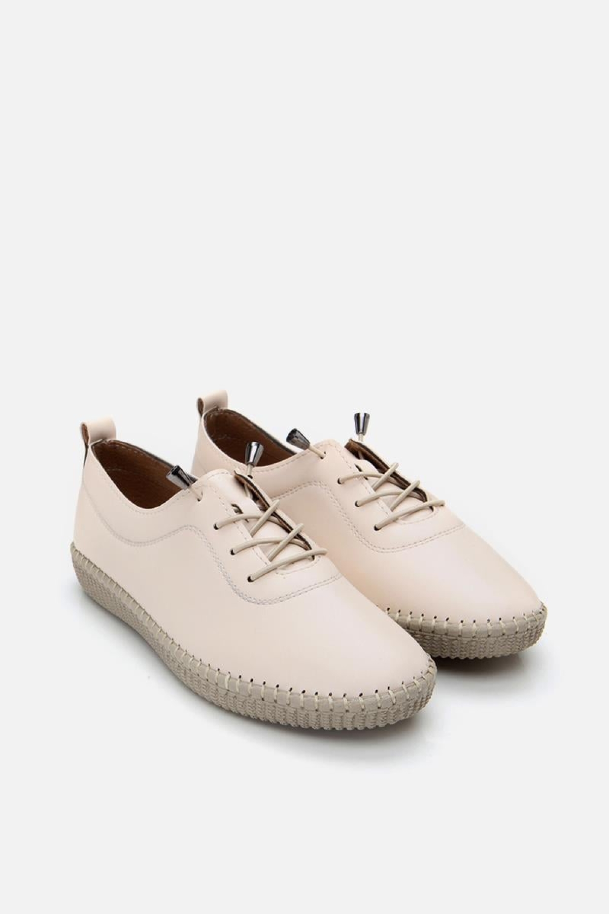 Kadın Bej Esnek Tabanlı Comfort Düz Ayakkabı - Görsel 3