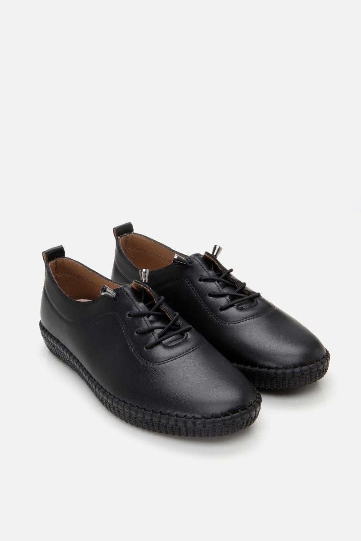 Kadın Siyah Esnek Tabanlı Comfort Düz Ayakkabı - Görsel 5