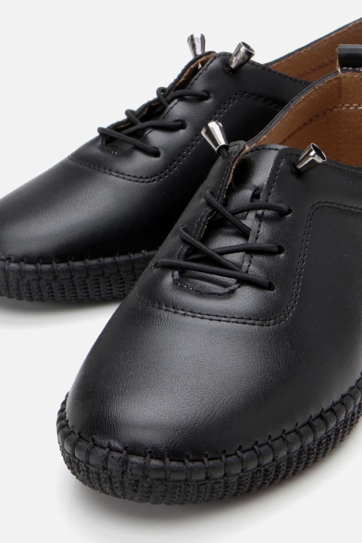 Kadın Siyah Esnek Tabanlı Comfort Düz Ayakkabı - Görsel 7