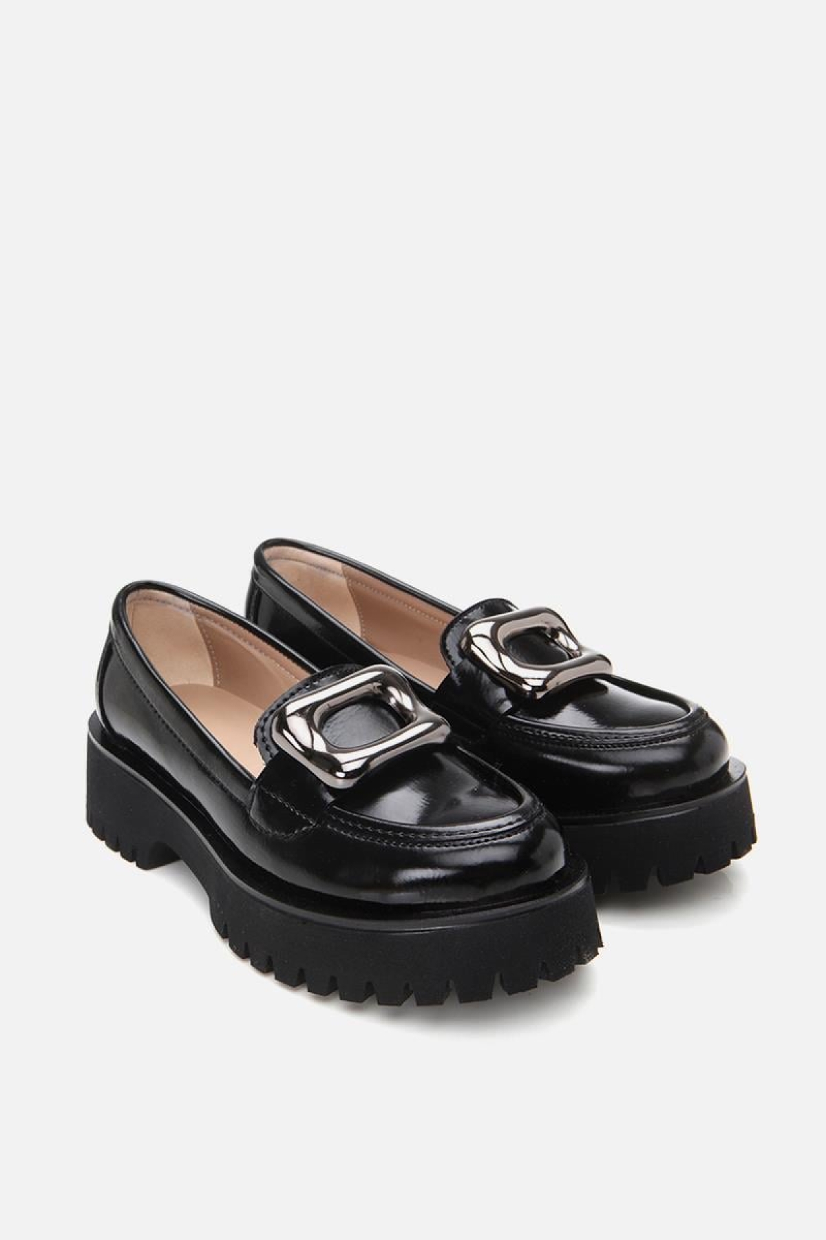 Kadın Rugan Siyah Tokalı Şık Günlük Loafer - Görsel 3