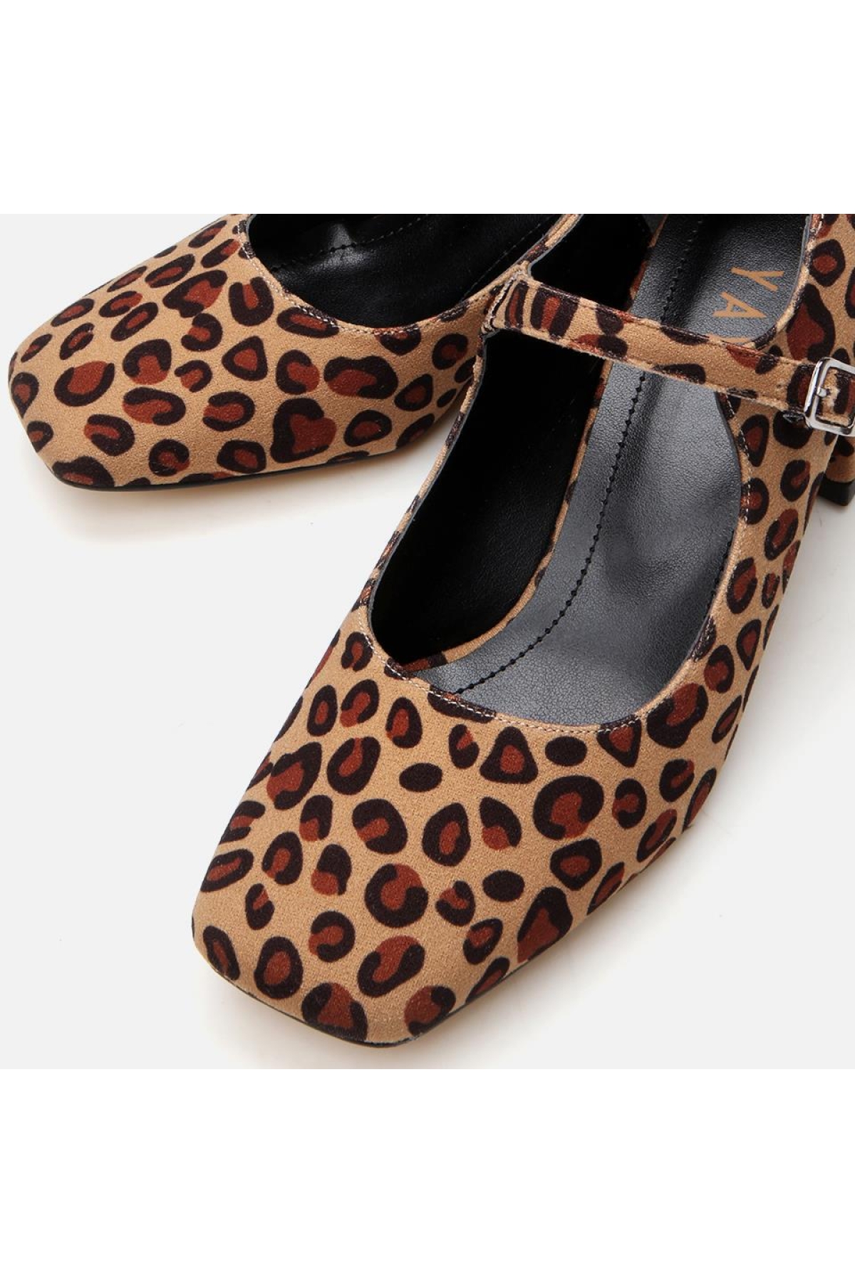 Mary Jane Leopar Desenli Kadın Kalın Topuklu Ayakkabı - Görsel 5