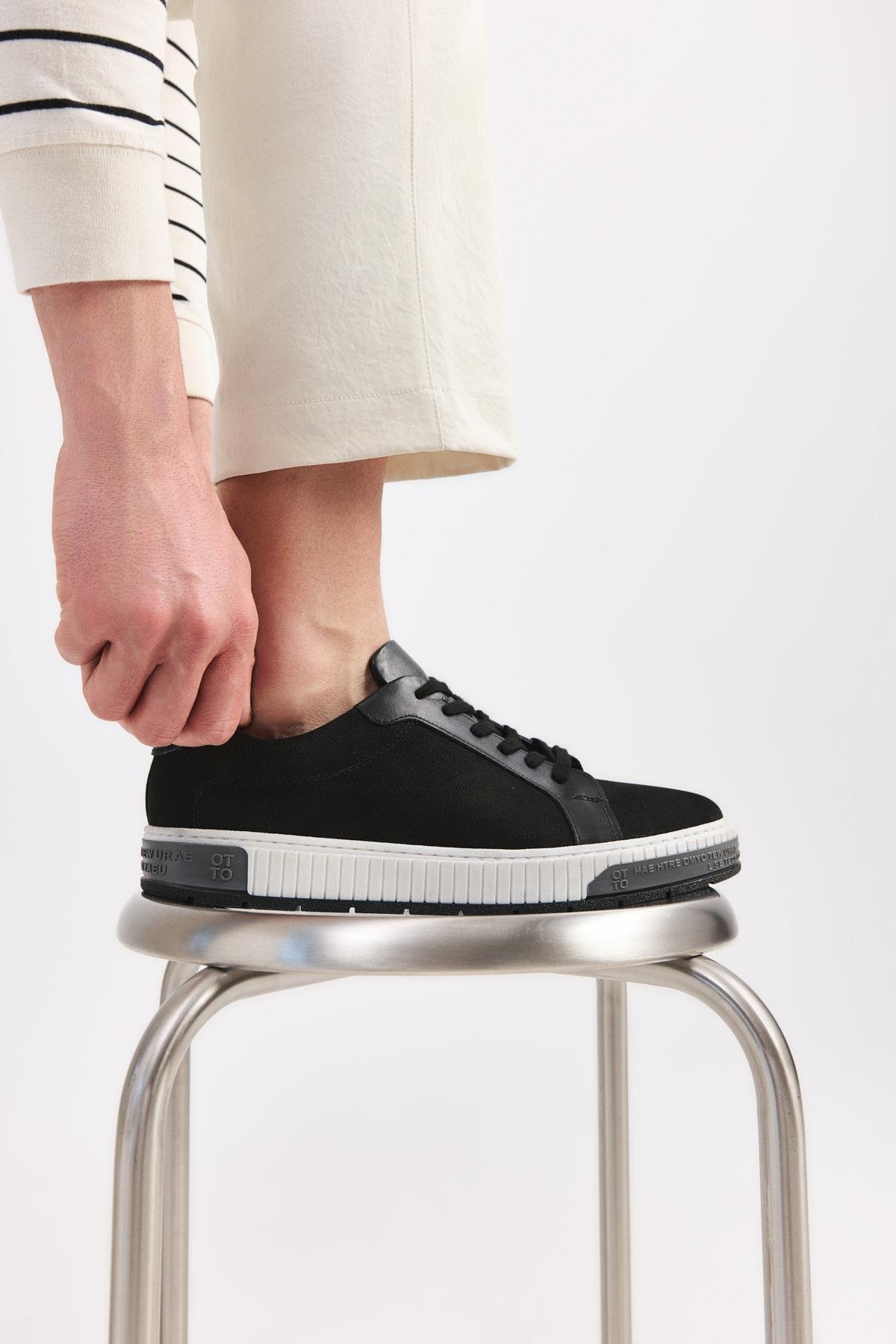 Erkek Nubuk Deri Siyah Günlük Ayakkabı - Görsel 2