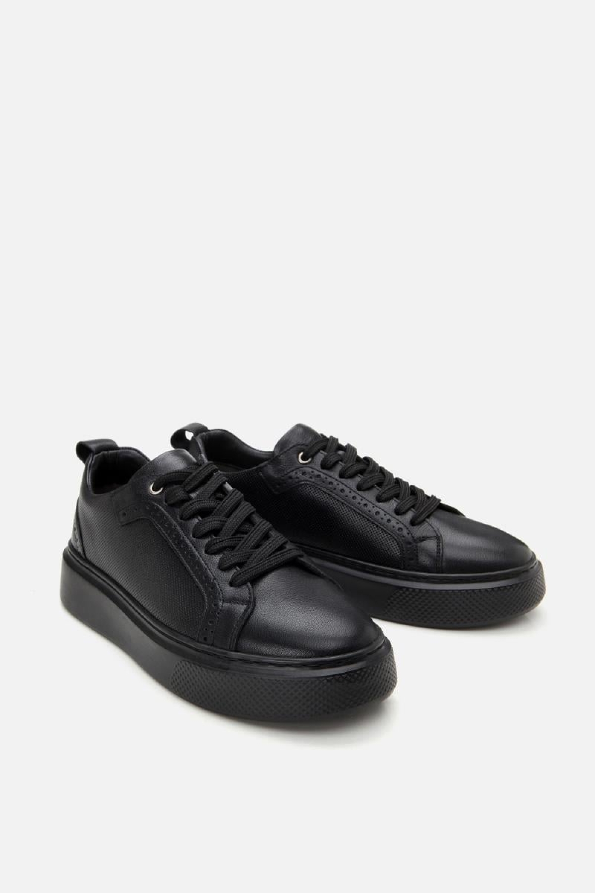 Erkek Deri Siyah Hafif Tabanlı Spor Ayakkabı - Görsel 4