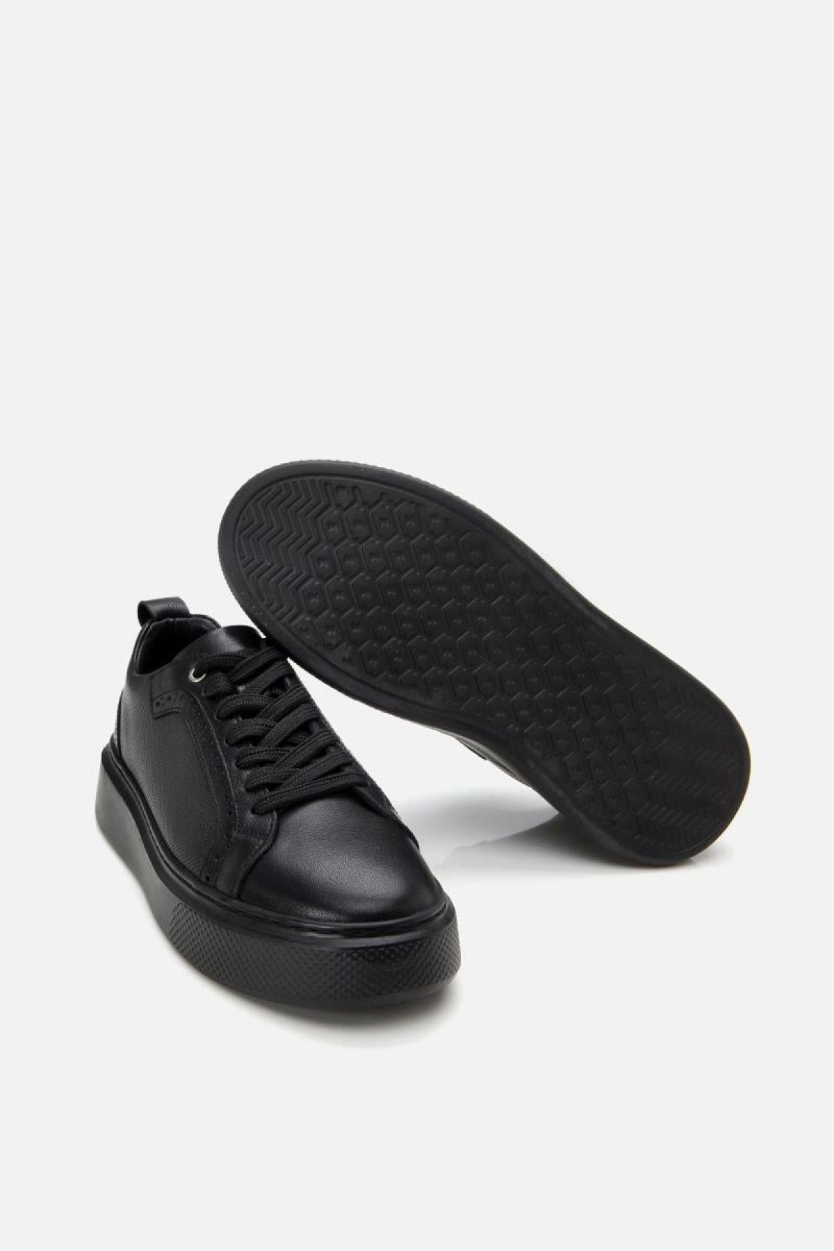 Erkek Deri Siyah Hafif Tabanlı Spor Ayakkabı - Görsel 7