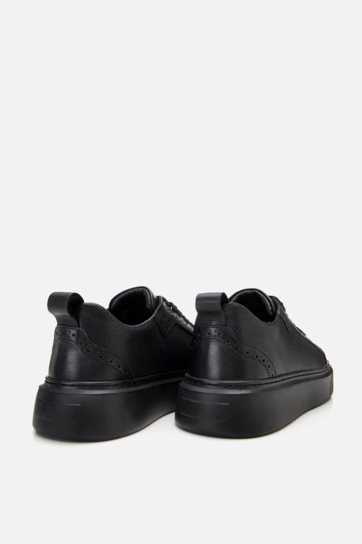 Erkek Deri Siyah Hafif Tabanlı Spor Ayakkabı - Görsel 9