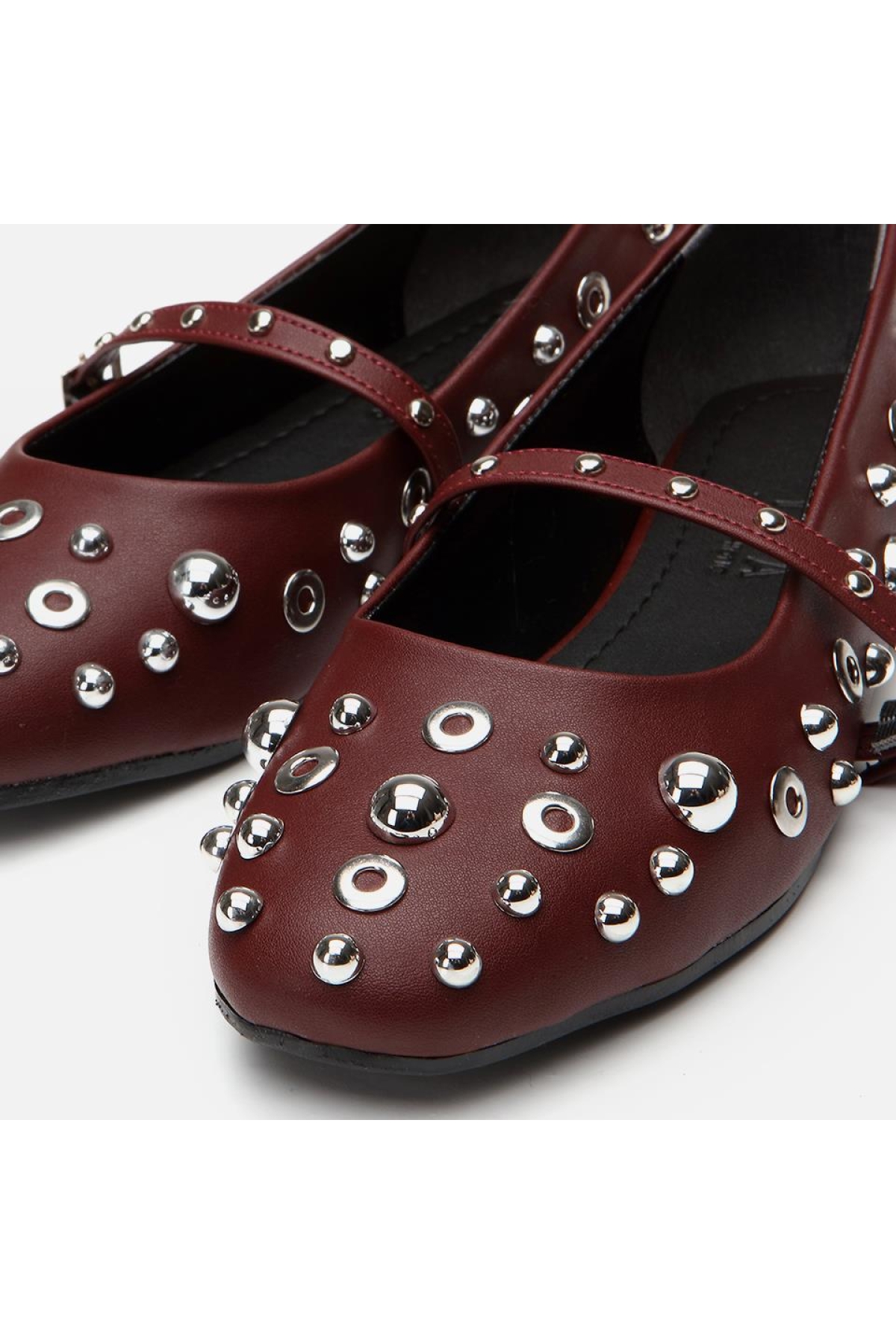 Mary Jane Bordo Kadın Taşlı Babet - Görsel 4