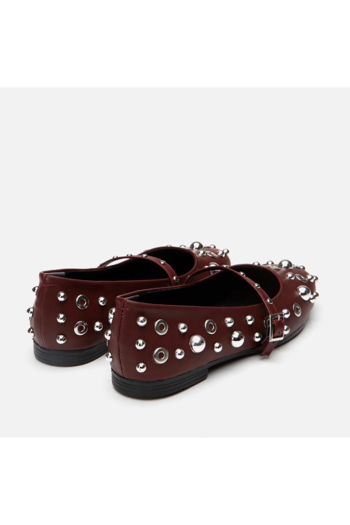 Mary Jane Bordo Kadın Taşlı Babet - Görsel 5