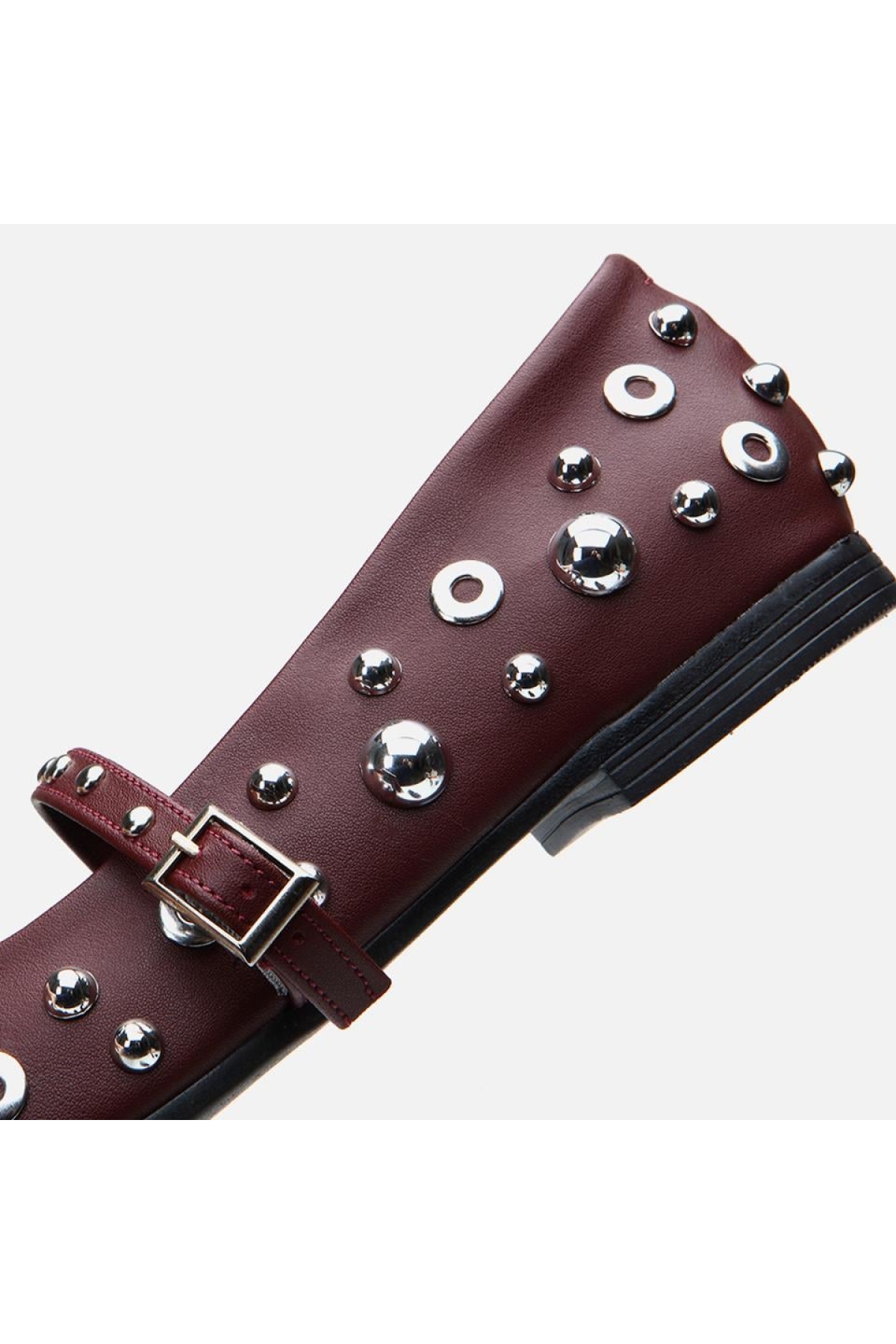 Mary Jane Bordo Kadın Taşlı Babet - Görsel 6