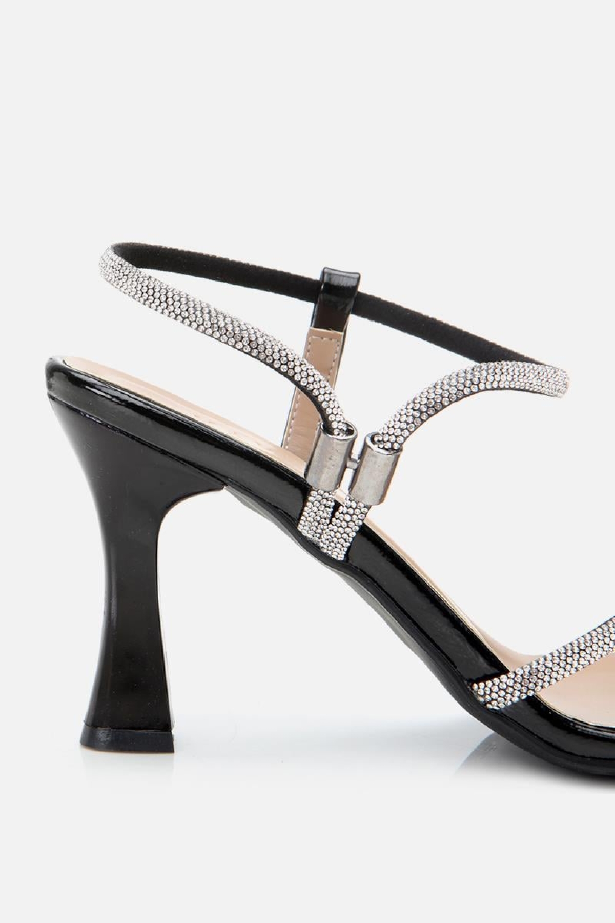 Kadın Siyah Taşlı Şık Topuklu Sandalet - Görsel 8