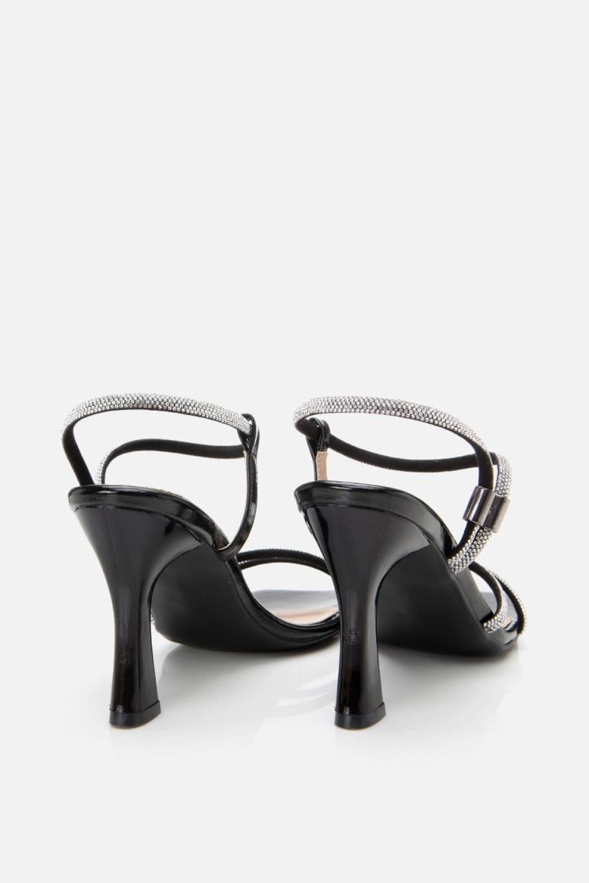 Kadın Siyah Taşlı Şık Topuklu Sandalet - Görsel 9