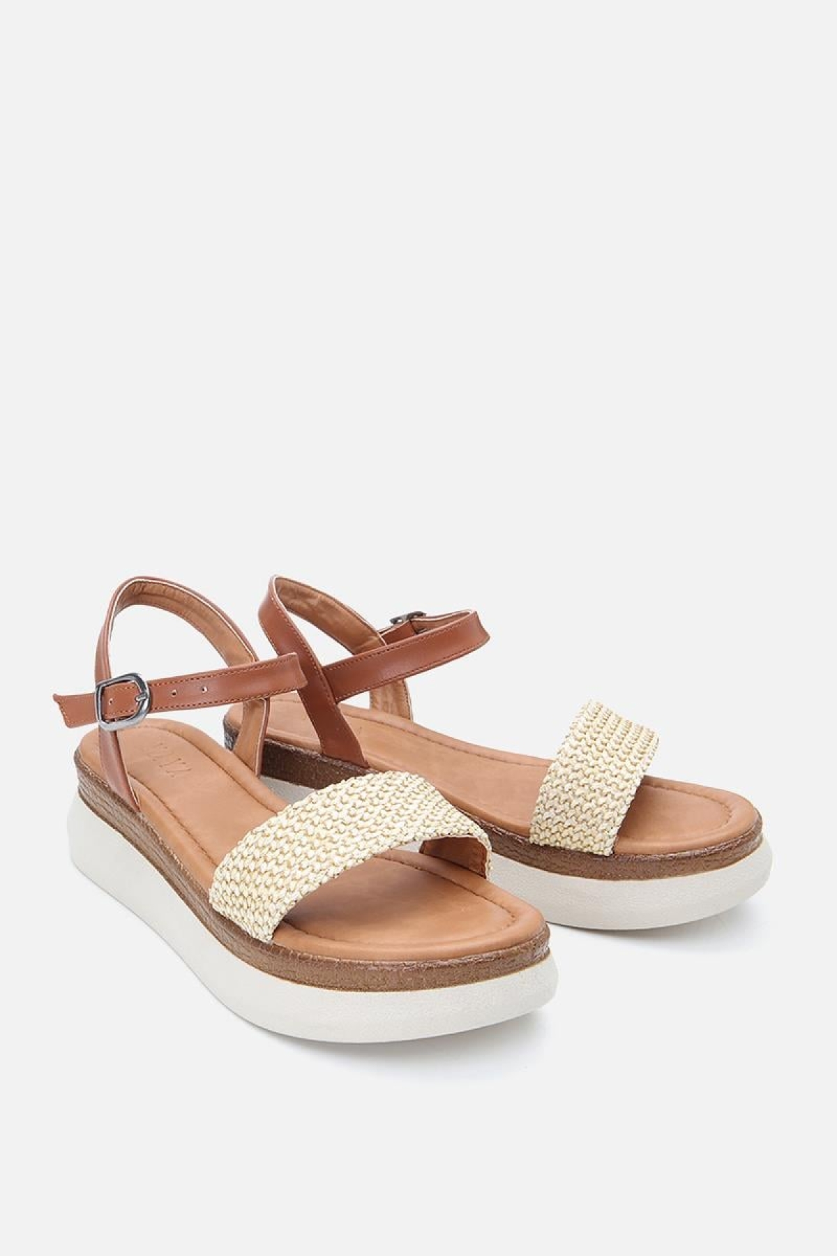 Kadın Bej Hasır Detaylı Comfort Düz Sandalet - Görsel 3
