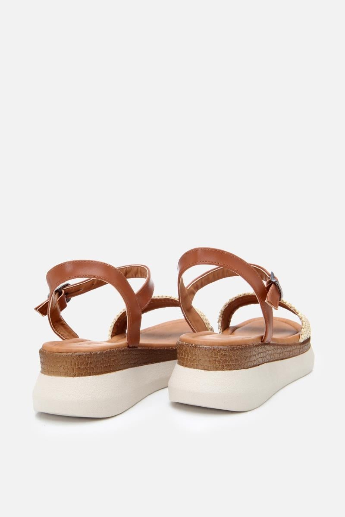Kadın Bej Hasır Detaylı Comfort Düz Sandalet - Görsel 6