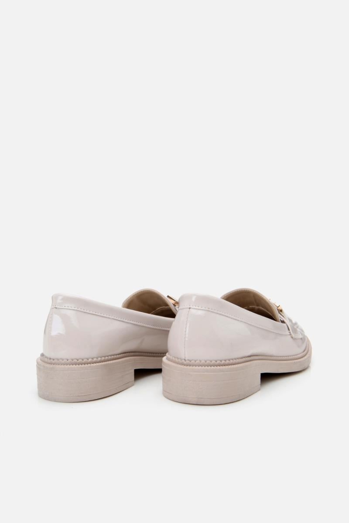 Kadın Rugan Bej Tokalı Klasik Loafer - Görsel 8