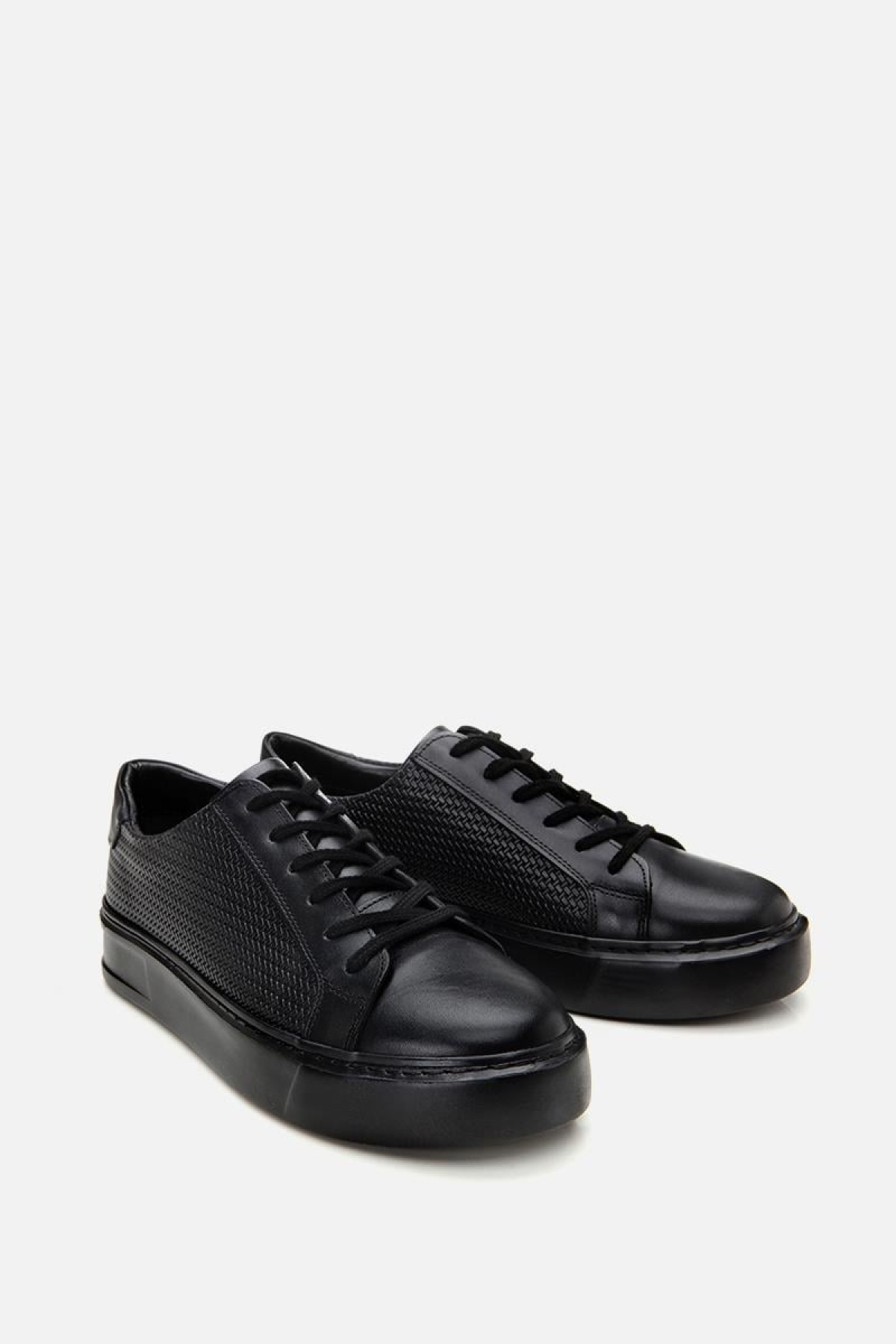 Erkek Deri Siyah Hafif Tabanlı Spor Ayakkabı - Görsel 5