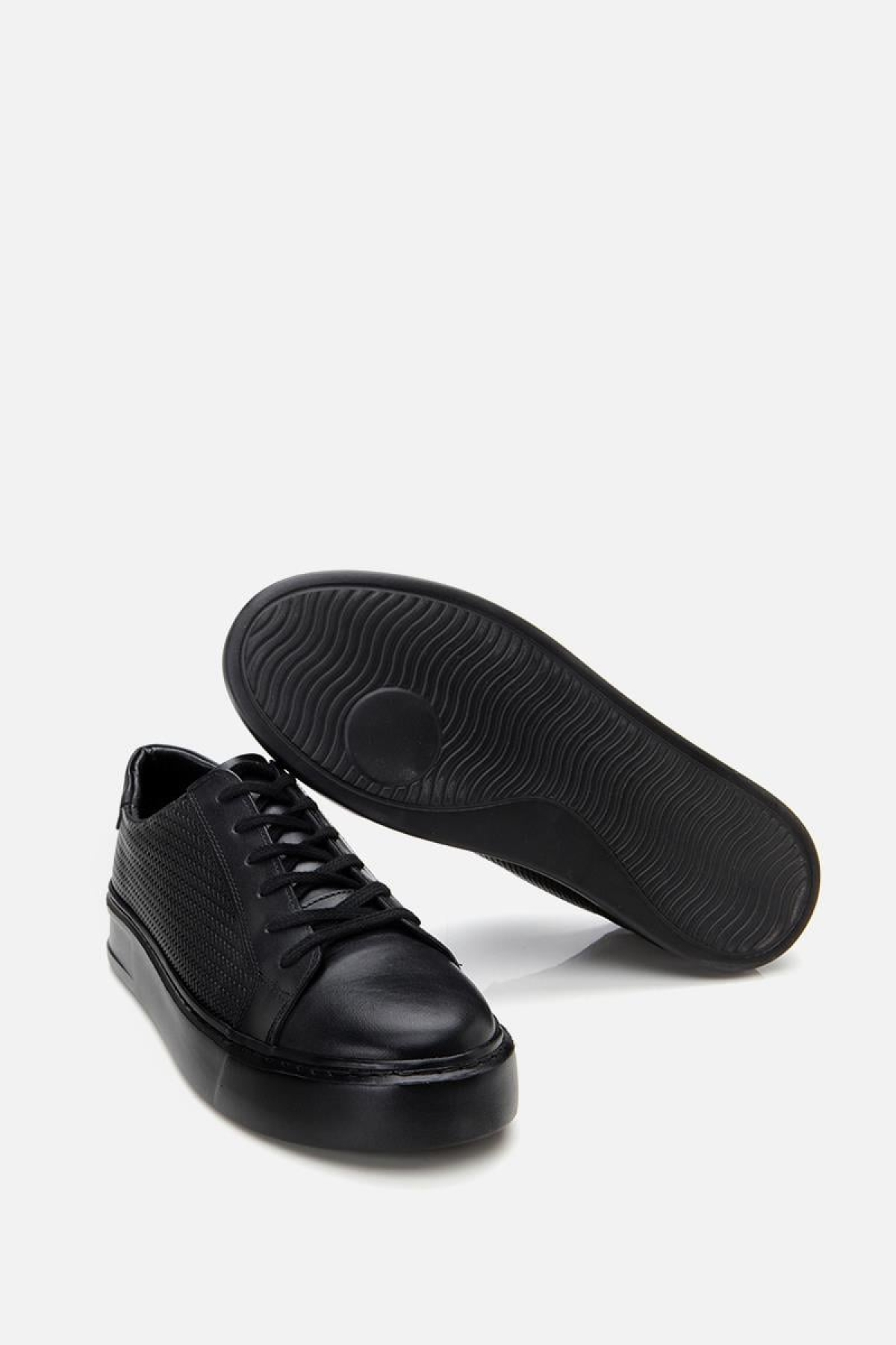 Erkek Deri Siyah Hafif Tabanlı Spor Ayakkabı - Görsel 10