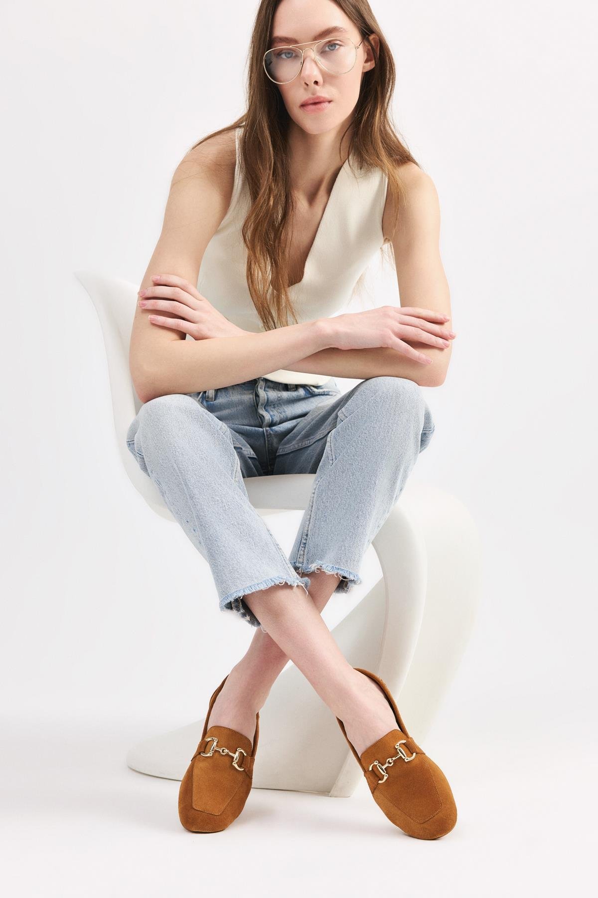 Kadın Deri Taba Tokalı Loafer - Görsel 2