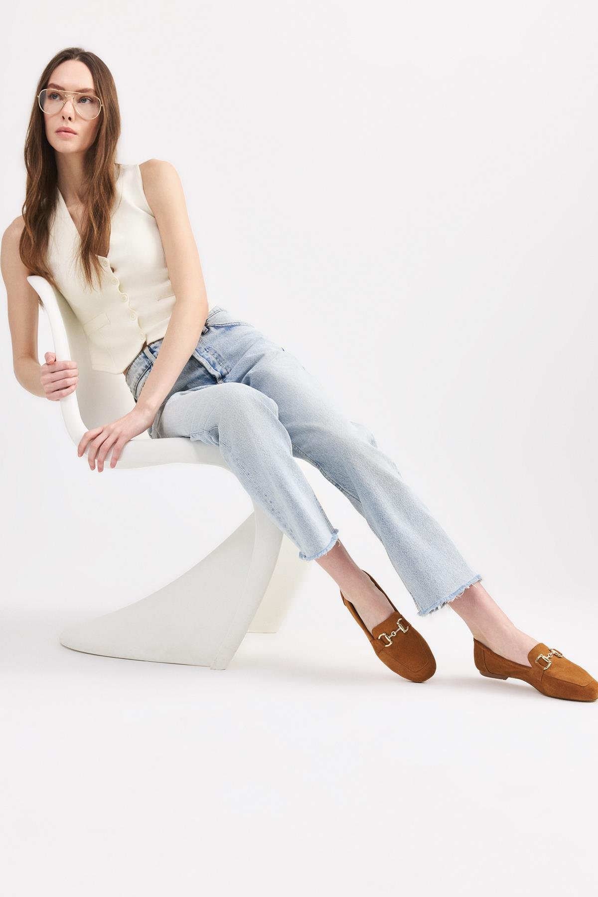 Kadın Deri Taba Tokalı Loafer - Görsel 3