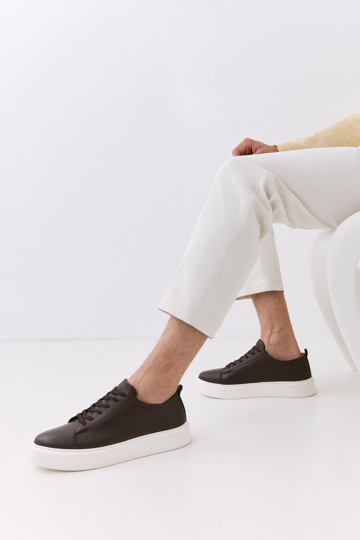 Erkek Deri Kahverengi Hafif Tabanlı Spor Ayakkabı - Görsel 2