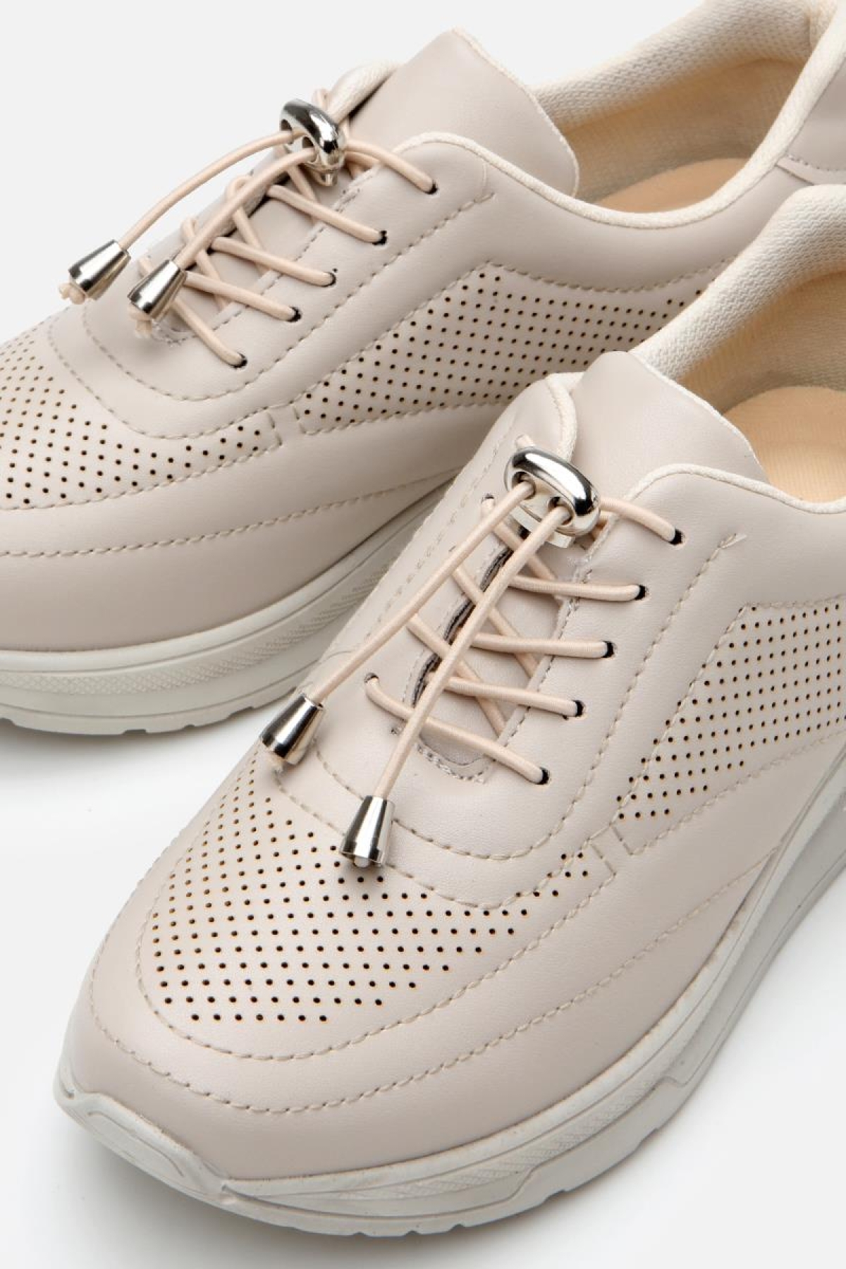 Kadın Bej Kalın Tabanlı Spor Ayakkabı - Görsel 4