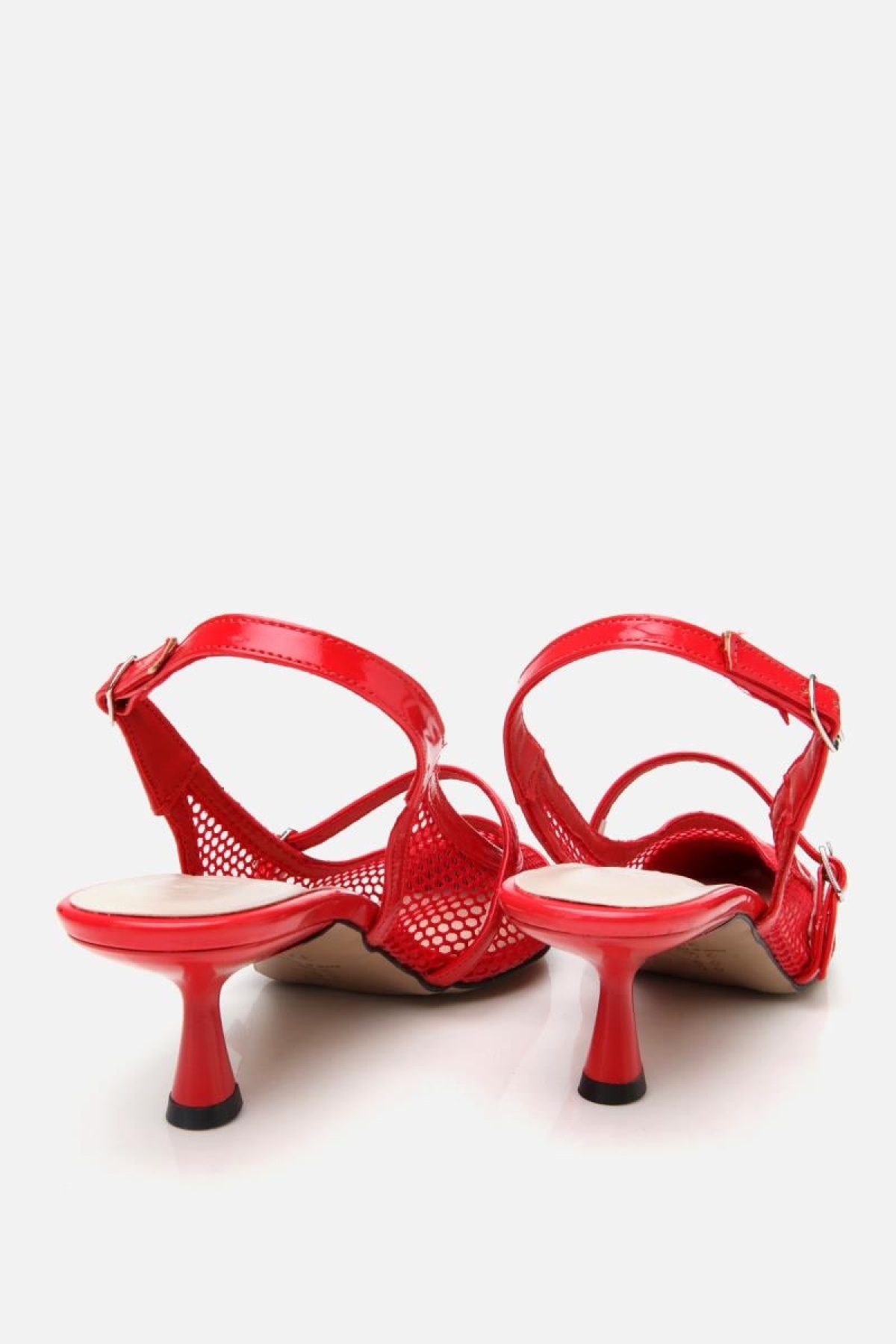 Kadın Rugan Kırmızı Fileli Stiletto - Görsel 9