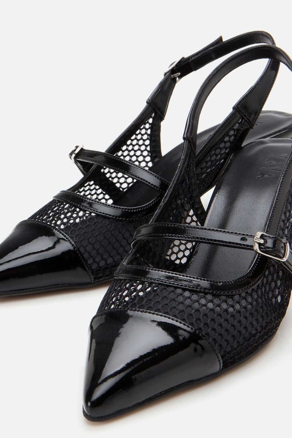 Kadın Rugan Siyah Fileli Stiletto - Görsel 6